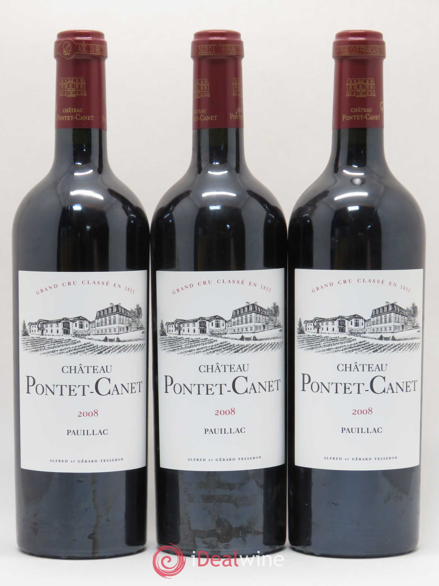 Château Pontet Canet 5ème Grand Cru Classé 2008 - Lot de 3 bouteilles - 0