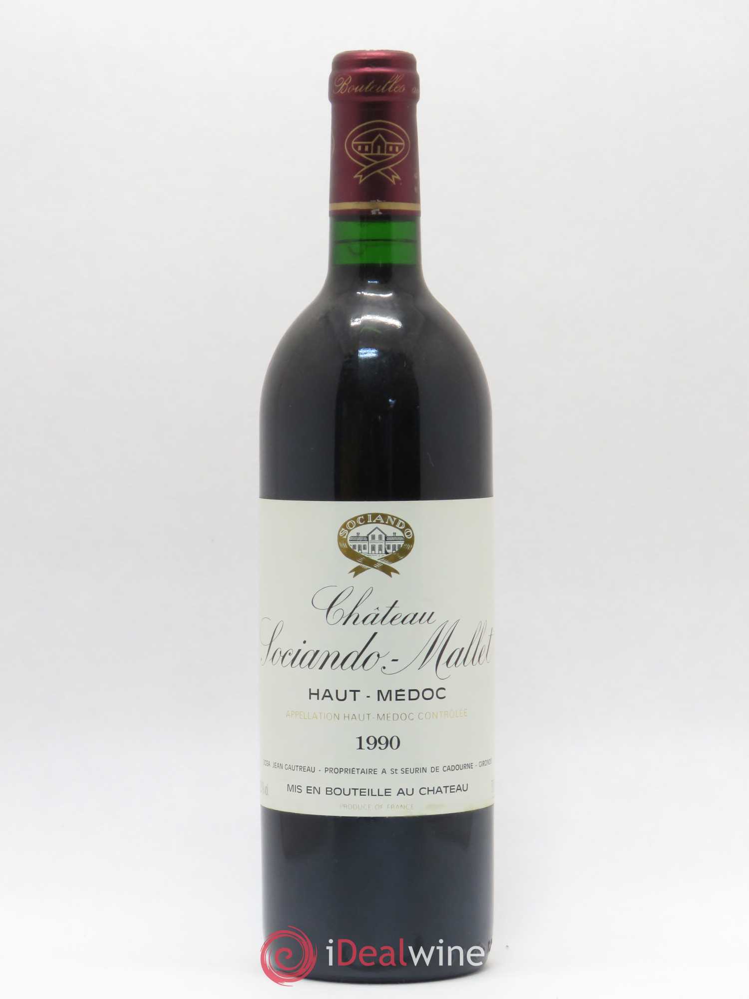Château Sociando Mallet 1990 - Lot de 1 bouteille - 0