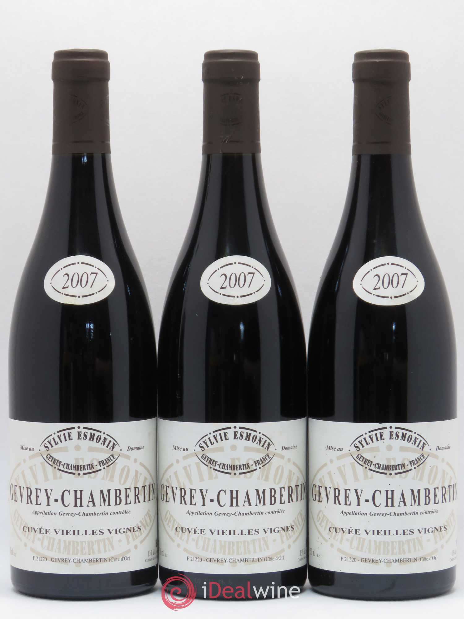 Gevrey-Chambertin Vieilles Vignes Sylvie Esmonin 2007 - Lot de 3 bouteilles - 0