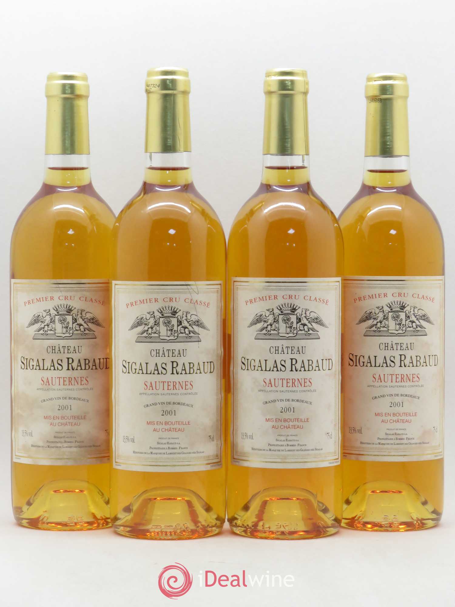 Château Sigalas Rabaud 1er Grand Cru Classé (senza prezzo di riserva) 2001 - Lotto di 4 bottiglie - 0