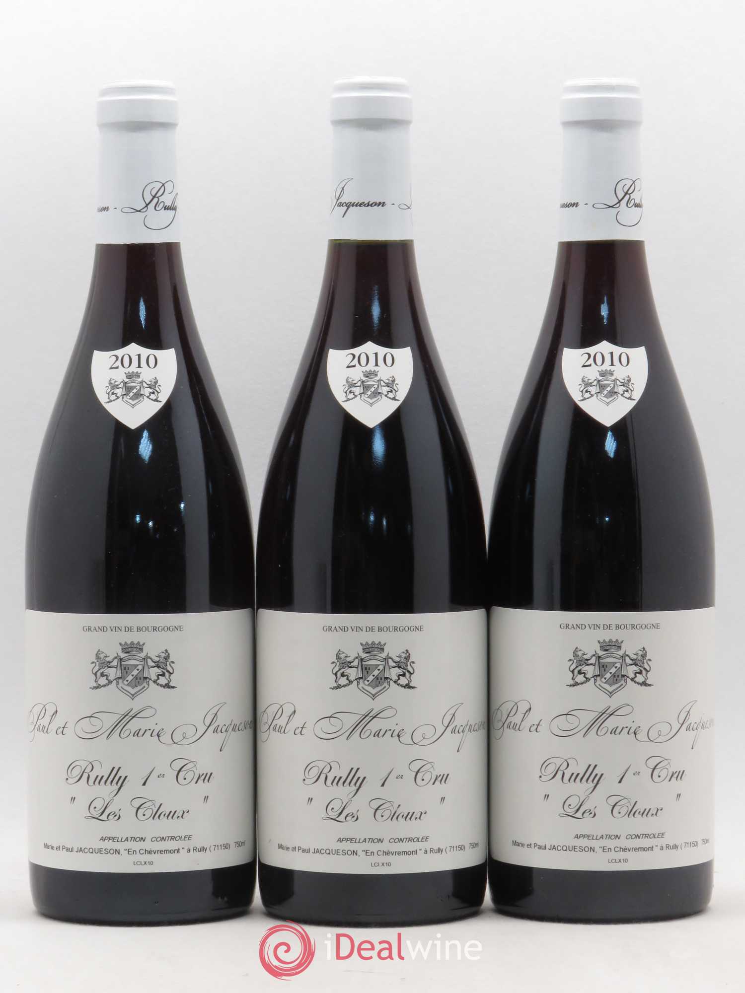 Rully 1er Cru Les Cloux Paul & Marie Jacqueson 2010 - Lot de 3 bouteilles - 0