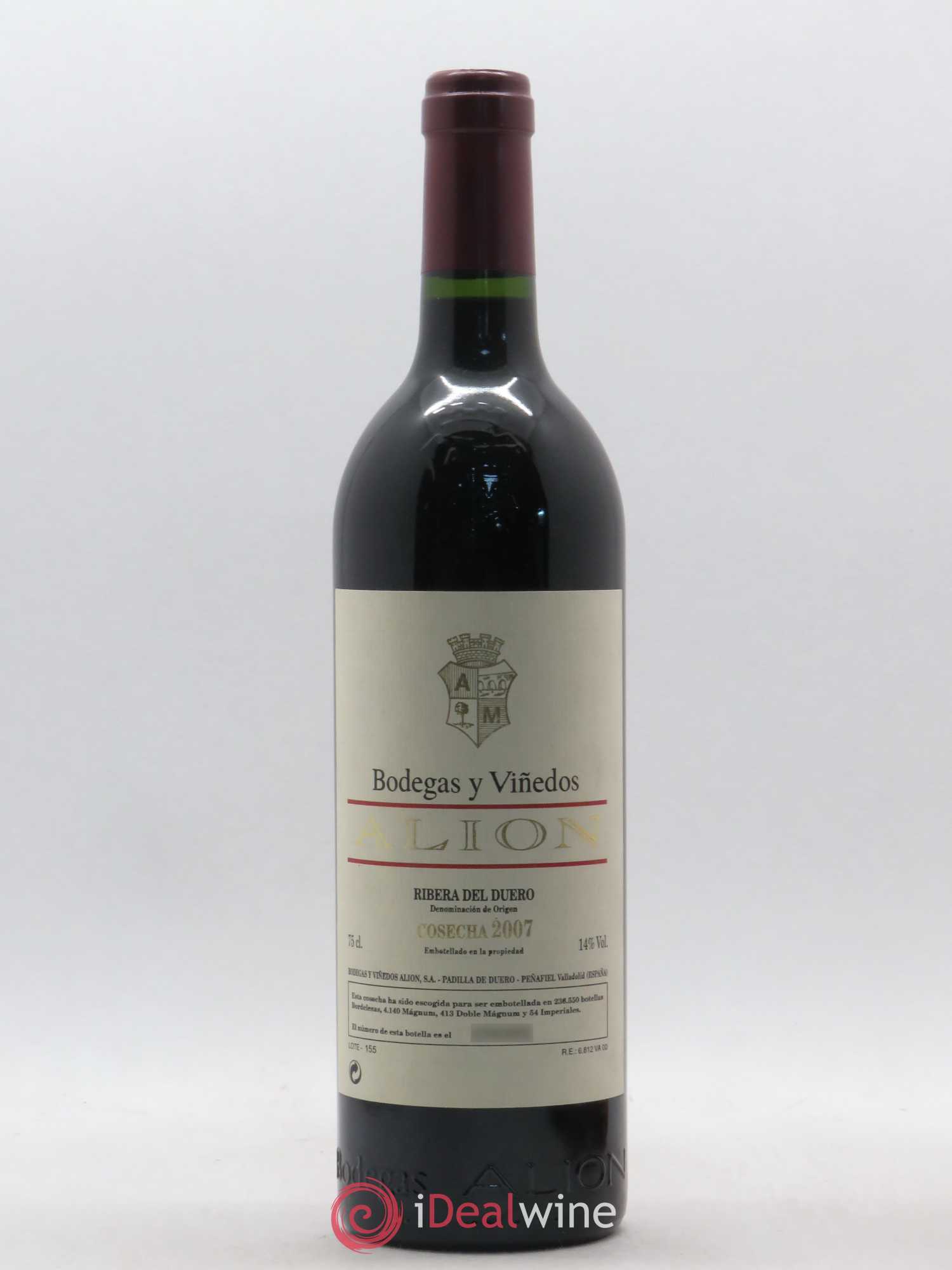 Ribera Del Duero DO Vega Sicilia Alion Famille Alvarez 2007 - Lot de 1 bouteille - 0