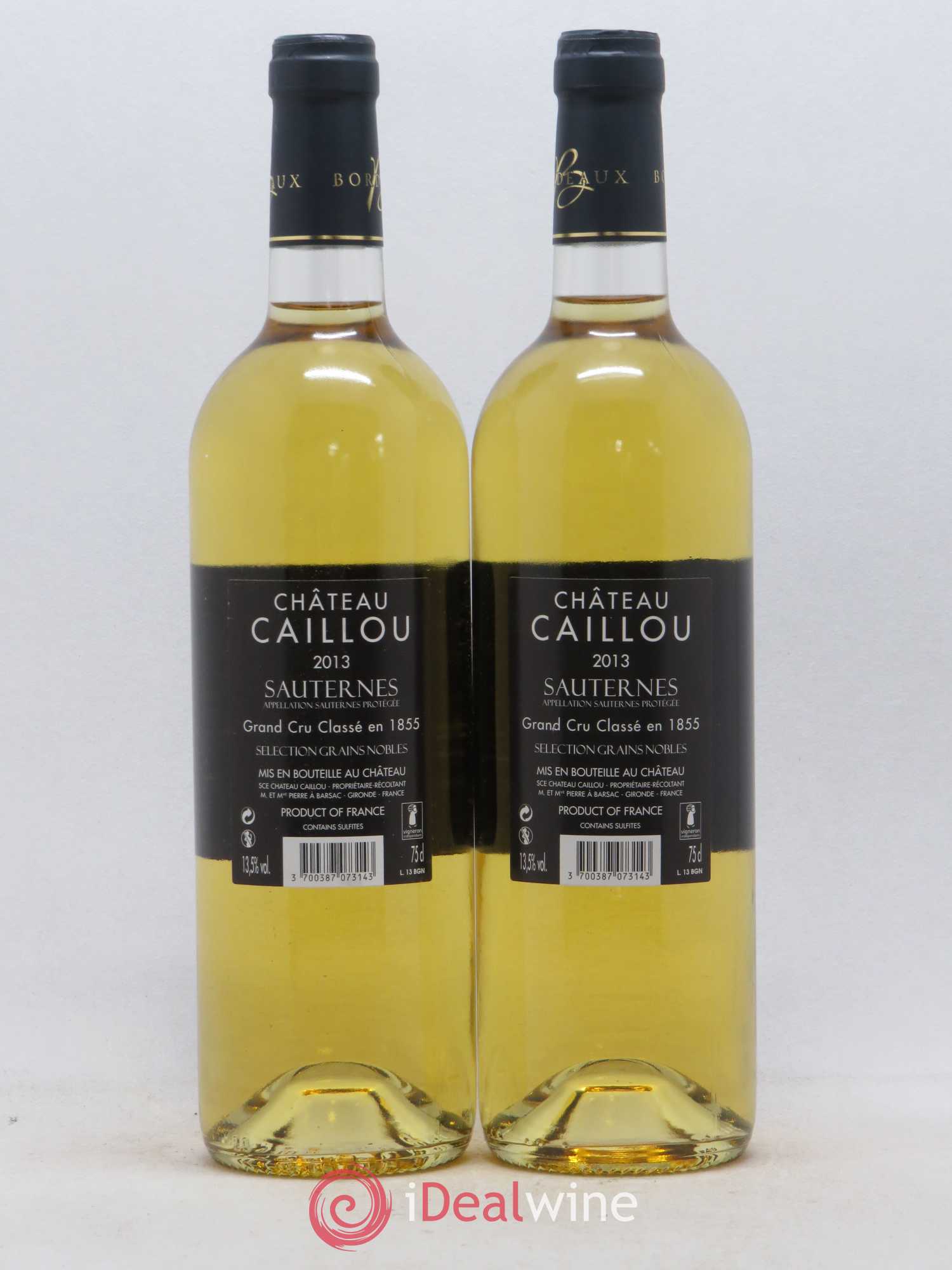 Château Caillou 2ème Grand Cru Classé Sélection de Grains Nobles 2013 - Lotto di 2 bottiglie - 1