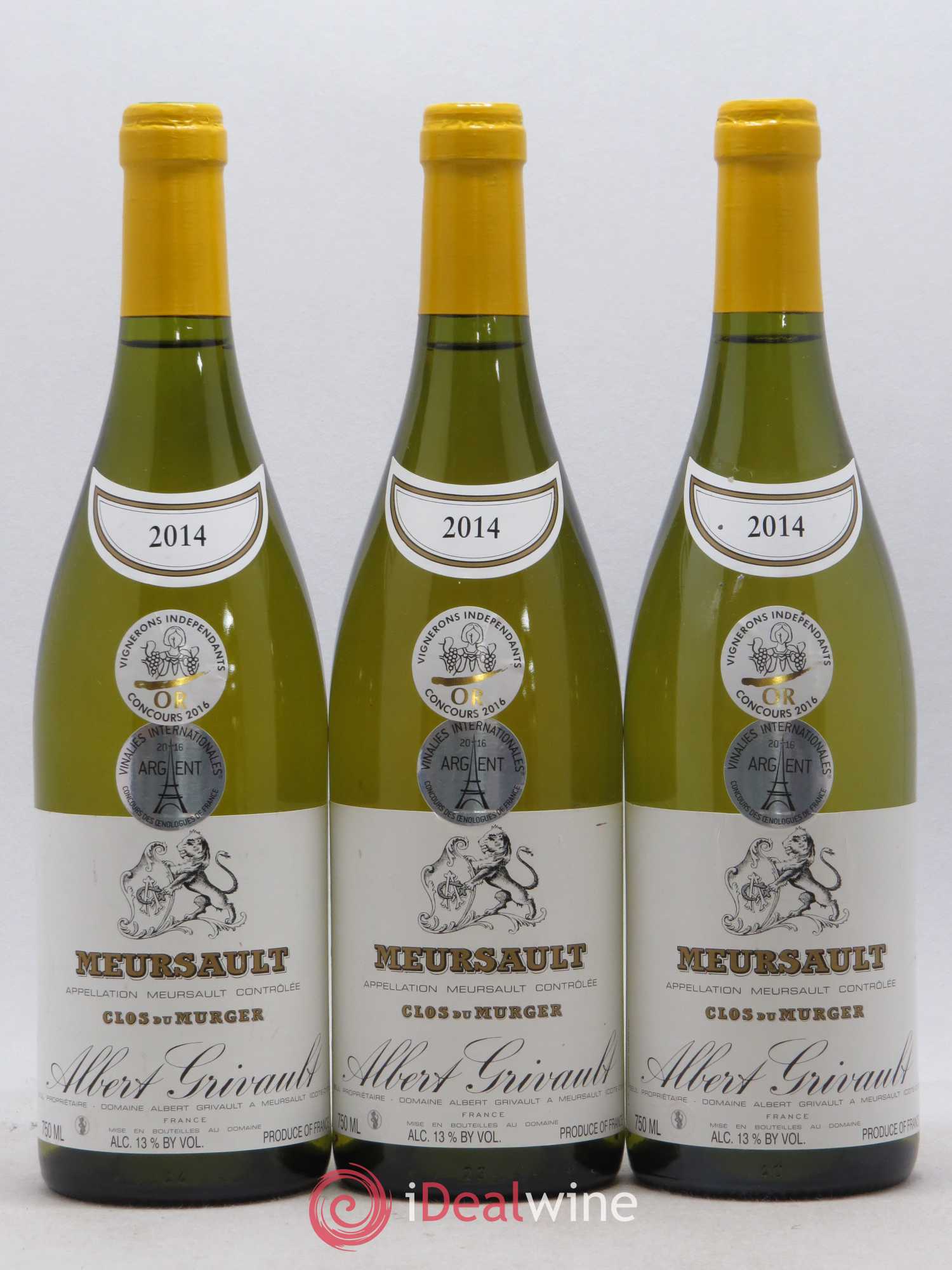 Meursault Clos du Murger Albert Grivault 2014 - Lot de 3 bouteilles - 0