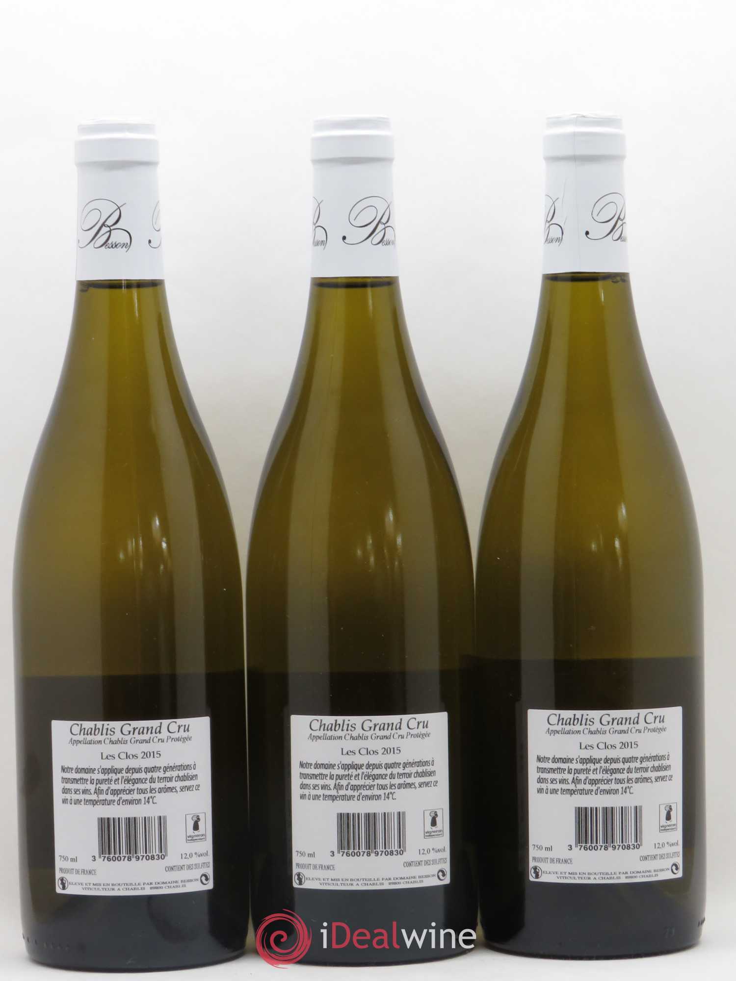 Chablis Grand Cru Les Clos Adrien Besson 2015 - Lot de 3 bouteilles - 1