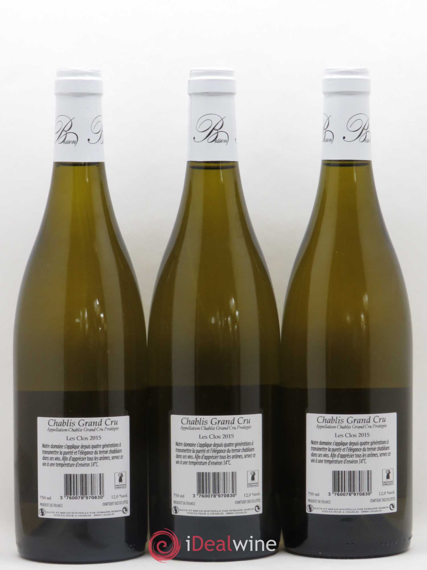Chablis Grand Cru Les Clos Adrien Besson 2015 - Lot de 3 bouteilles - 1