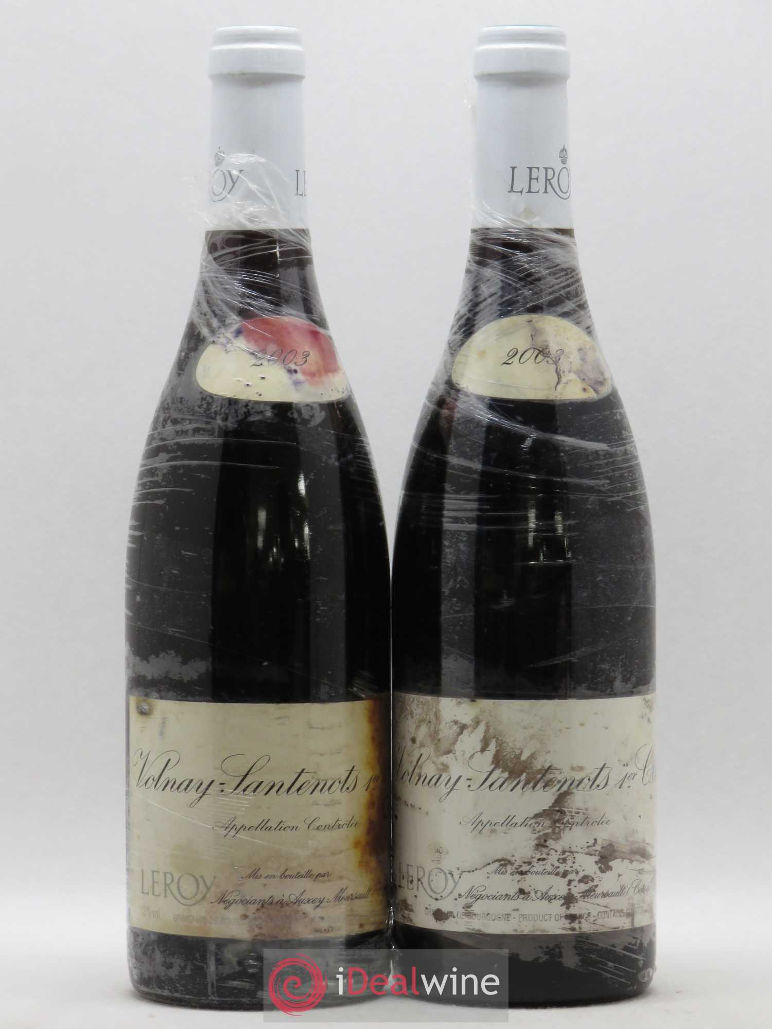 Volnay 1er Cru Santenots Leroy SA (sans prix de réserve) 2003 - Lot de 2 bouteilles - 0