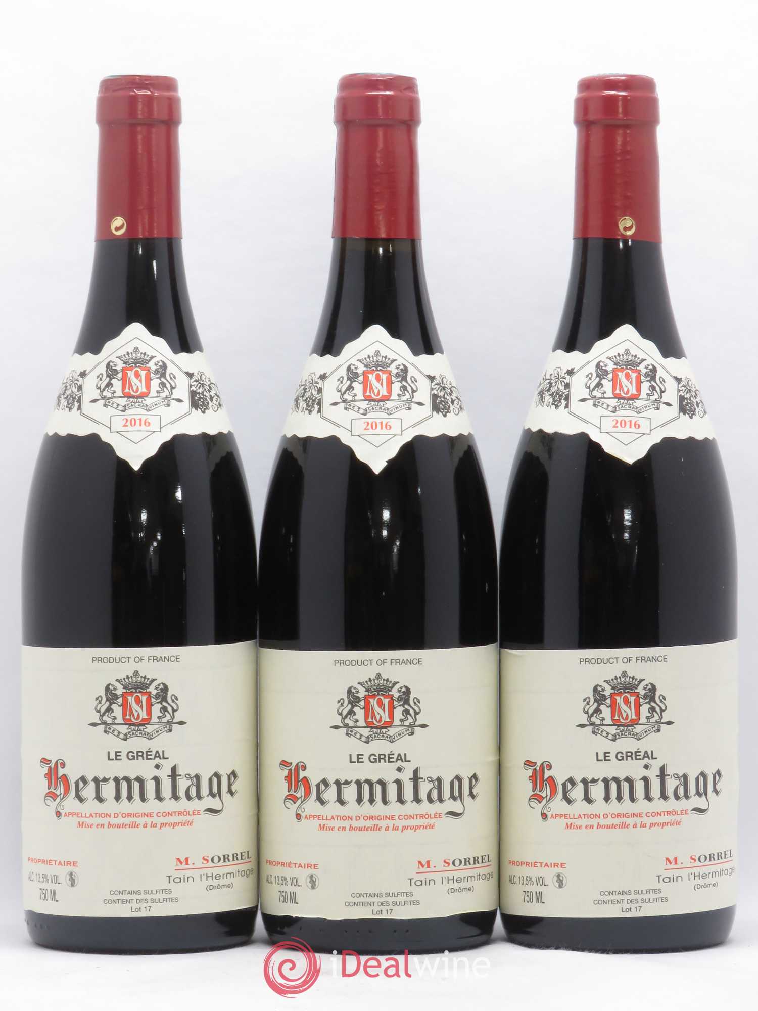 Hermitage Le Gréal Marc Sorrel 2016 - Lot de 3 bouteilles - 0