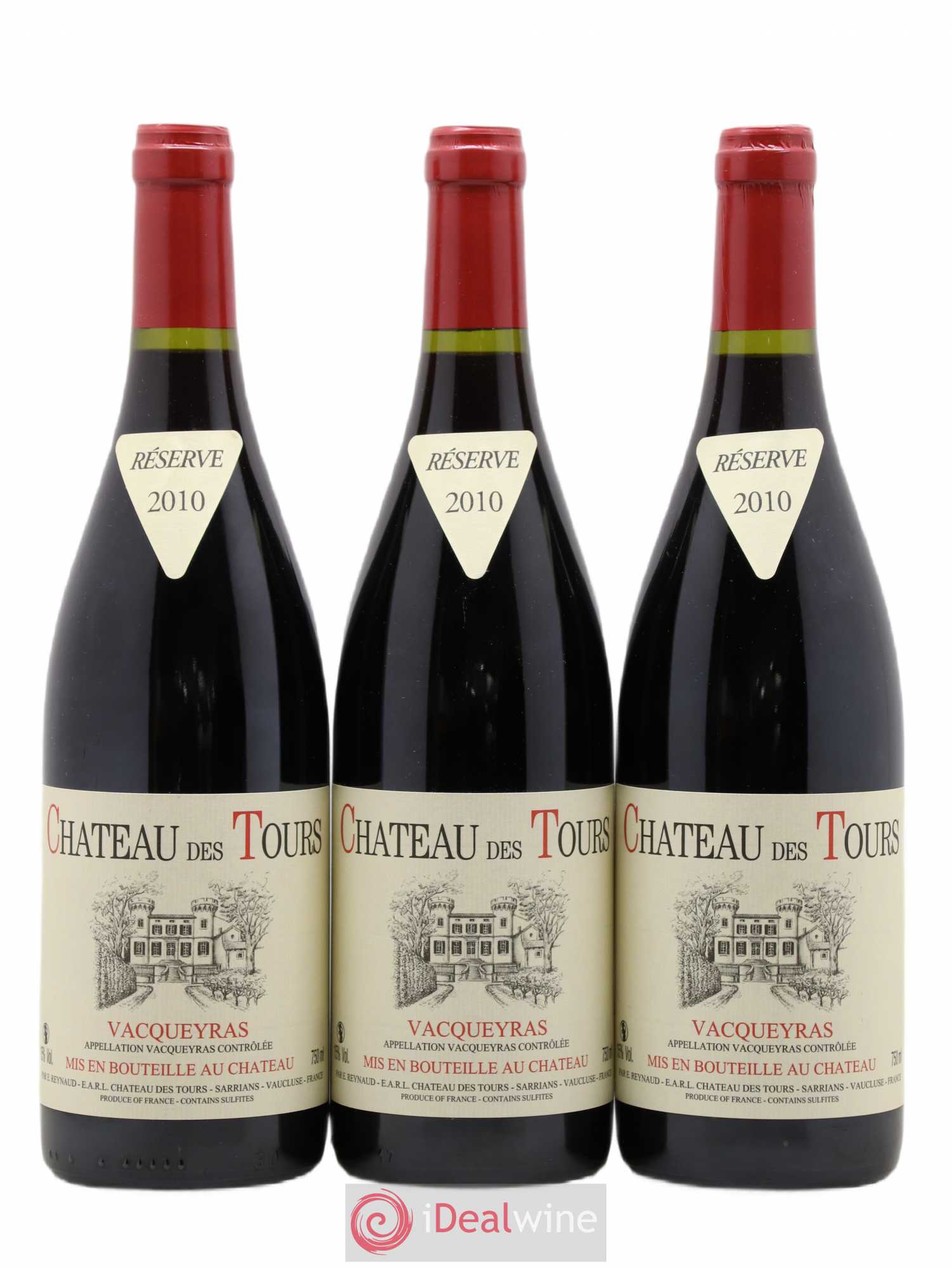 Vacqueyras Château des Tours Emmanuel Reynaud 2010 - Lot de 3 bouteilles - 0