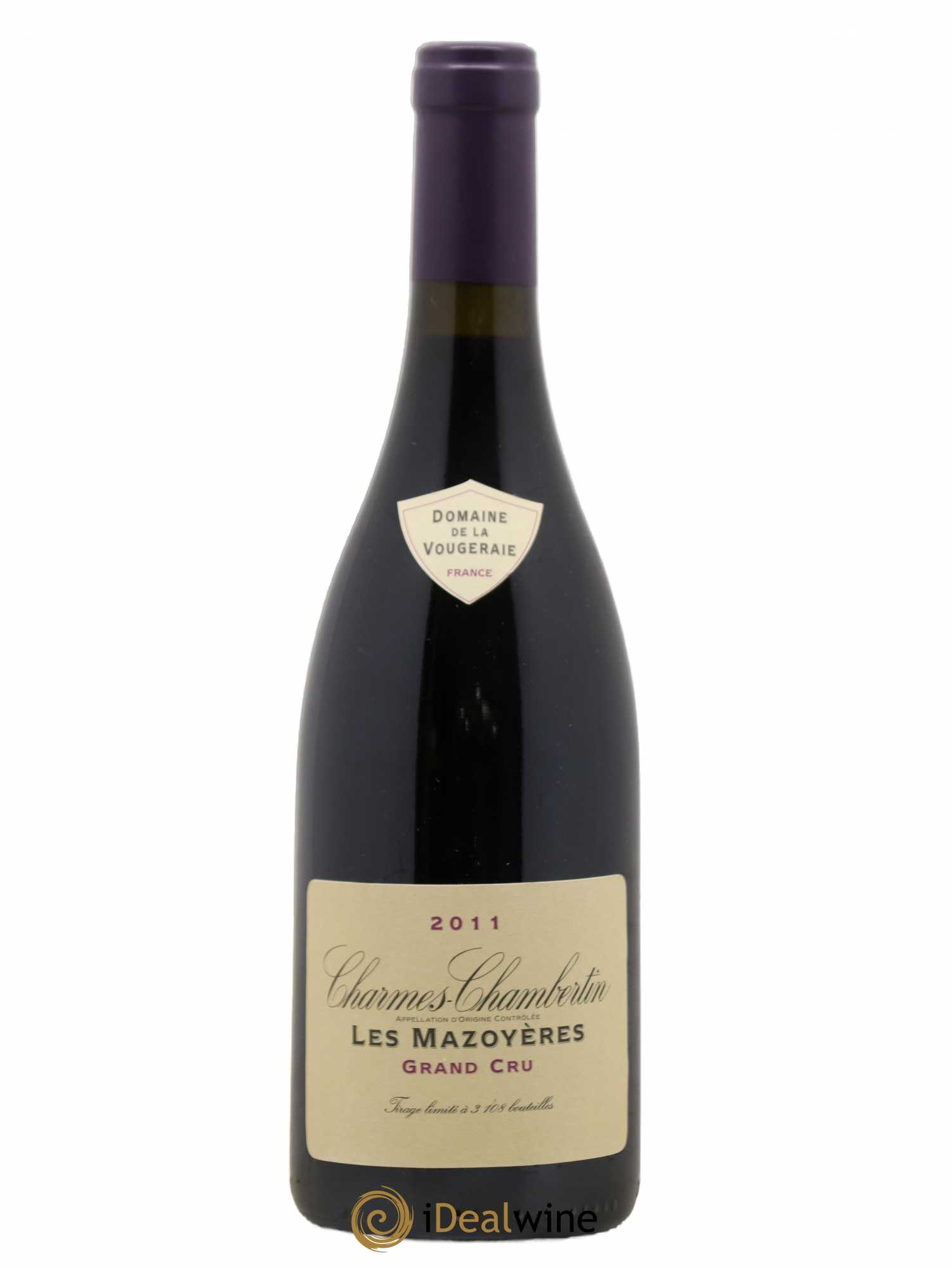 Charmes-Chambertin Grand Cru Les Mazoyères La Vougeraie 2011 - Lot de 1 bouteille - 0