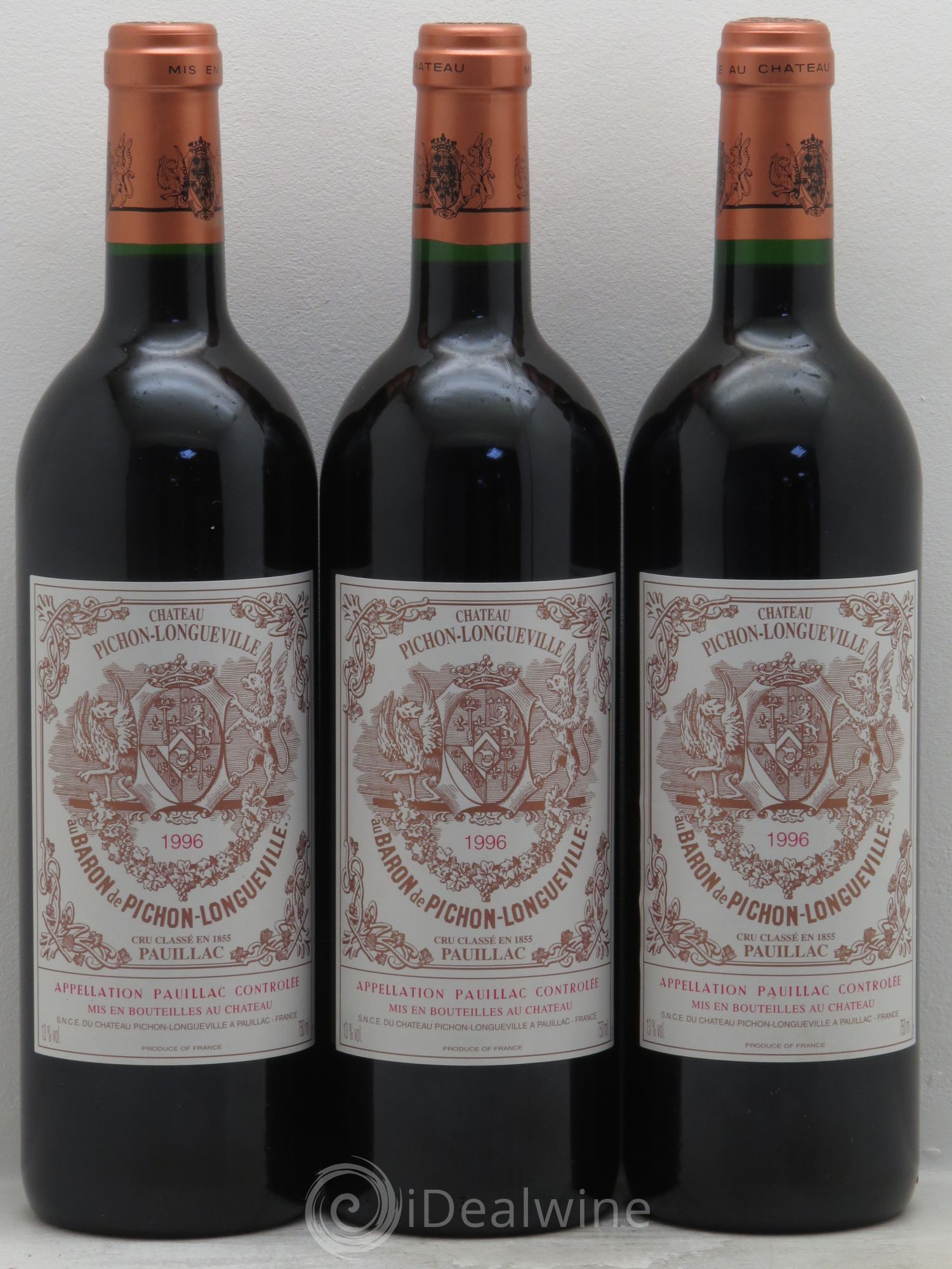 Pichon Longueville Baron 2ème Grand Cru Classé 1996 - Lot de 3 bouteilles - 0
