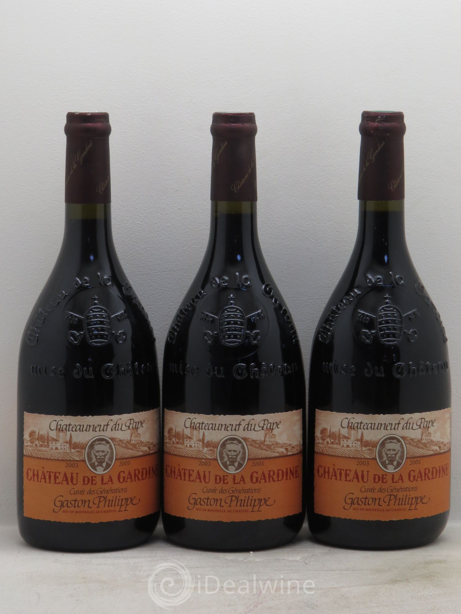 Châteauneuf-du-Pape Château de La Gardine Cuvée des Générations Gaston Philippe Famille Brunel 2003 - Lot de 3 bouteilles - 0