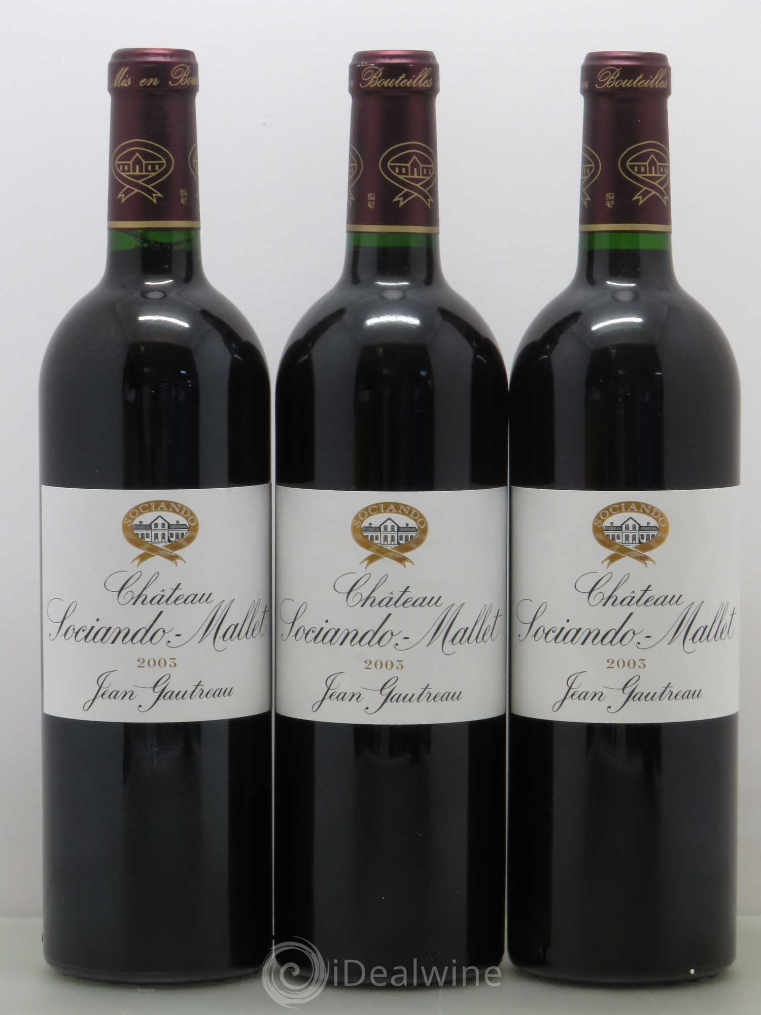 Château Sociando Mallet 2003 - Lot de 3 bouteilles - 0