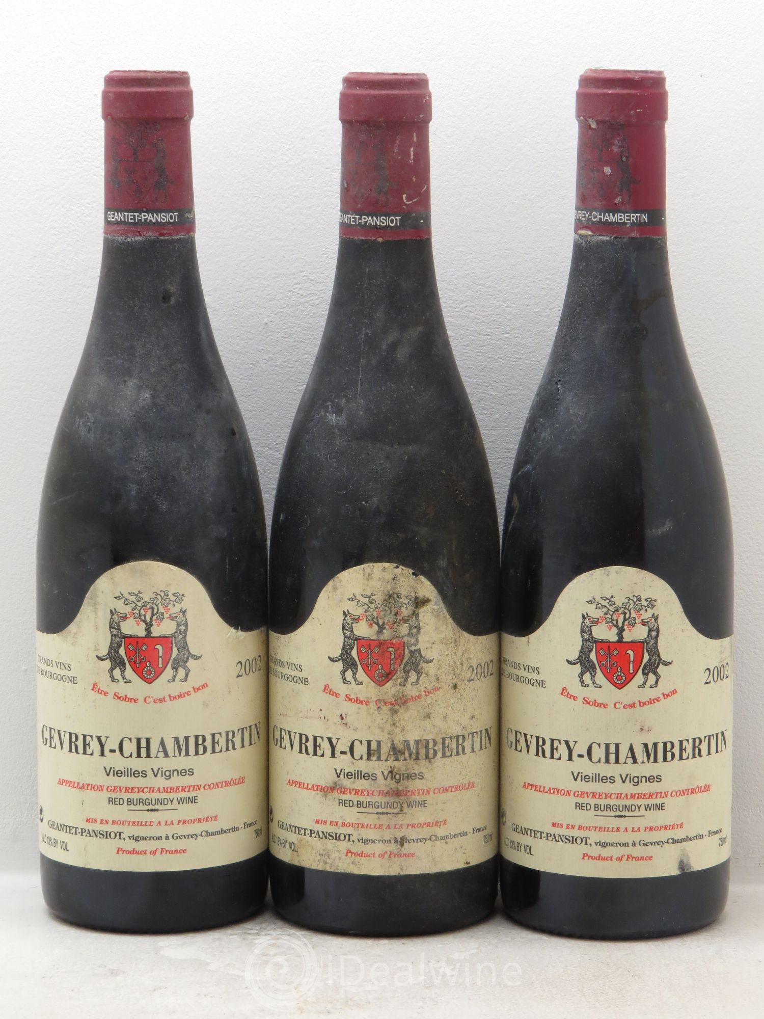 Gevrey-Chambertin Vieilles vignes Geantet-Pansiot 2002 - Lot de 3 bouteilles - 0