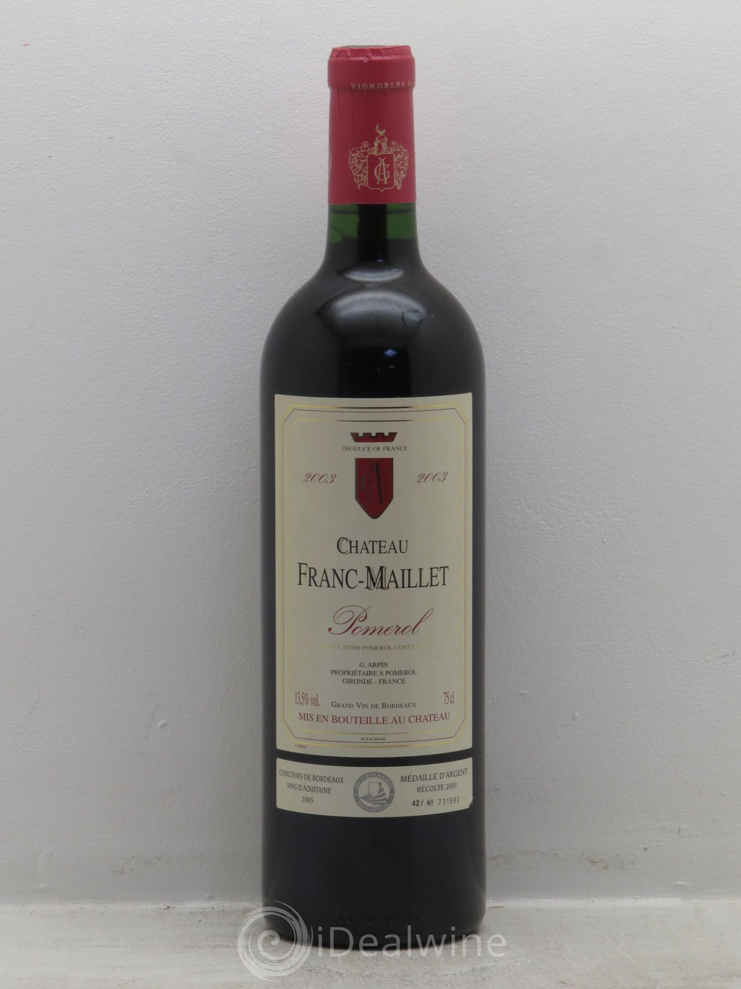 Pomerol Château Franc Maillet 2003 - Lot de 1 bouteille - 0