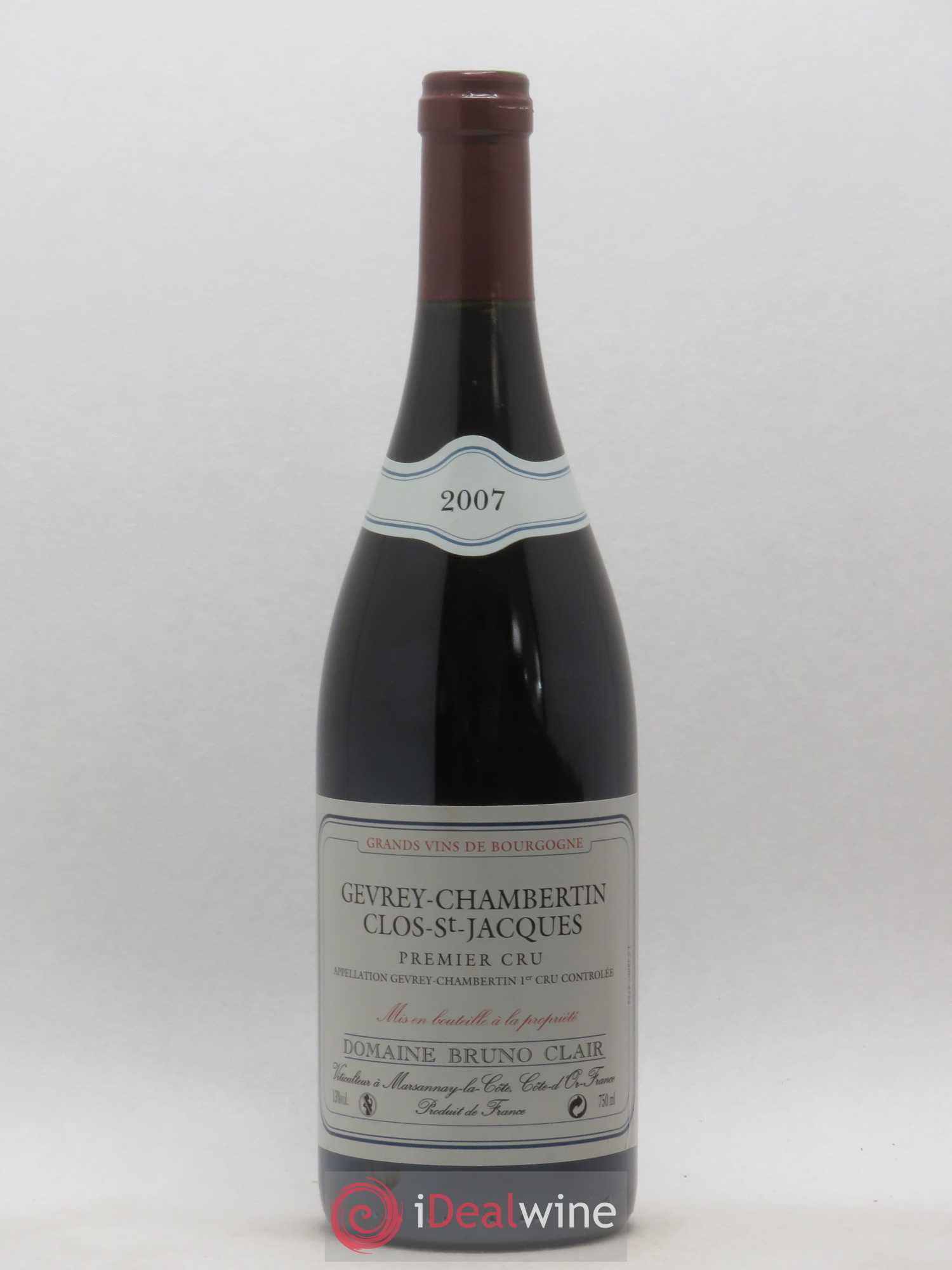 Gevrey-Chambertin 1er Cru Clos Saint-Jacques Bruno Clair (Domaine) (sans prix de réserve) 2007 - Lot de 1 bouteille - 0