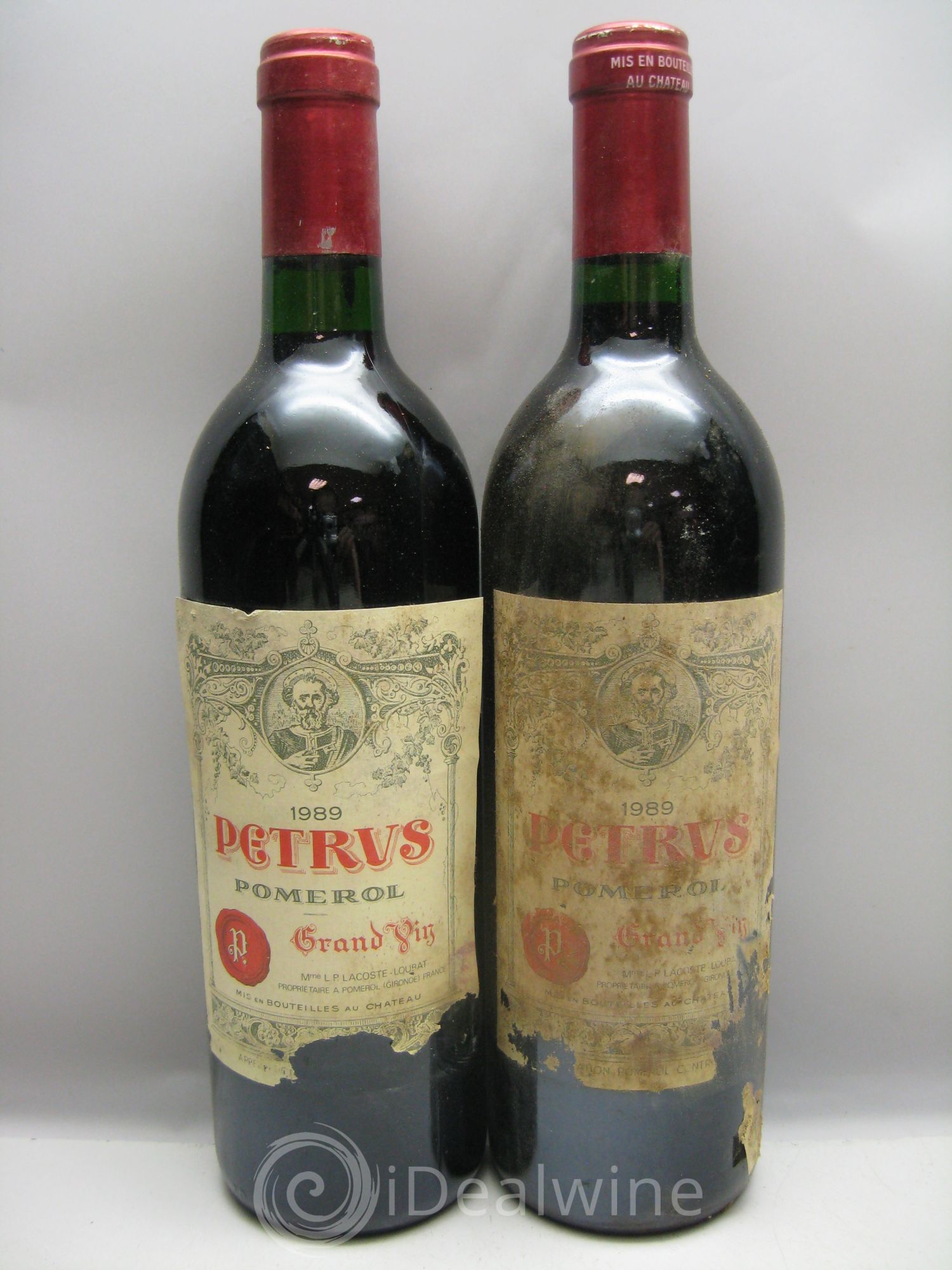 Petrus Caisse bois très abimée et humide 1989 - Posten von 6 Flaschen - 2