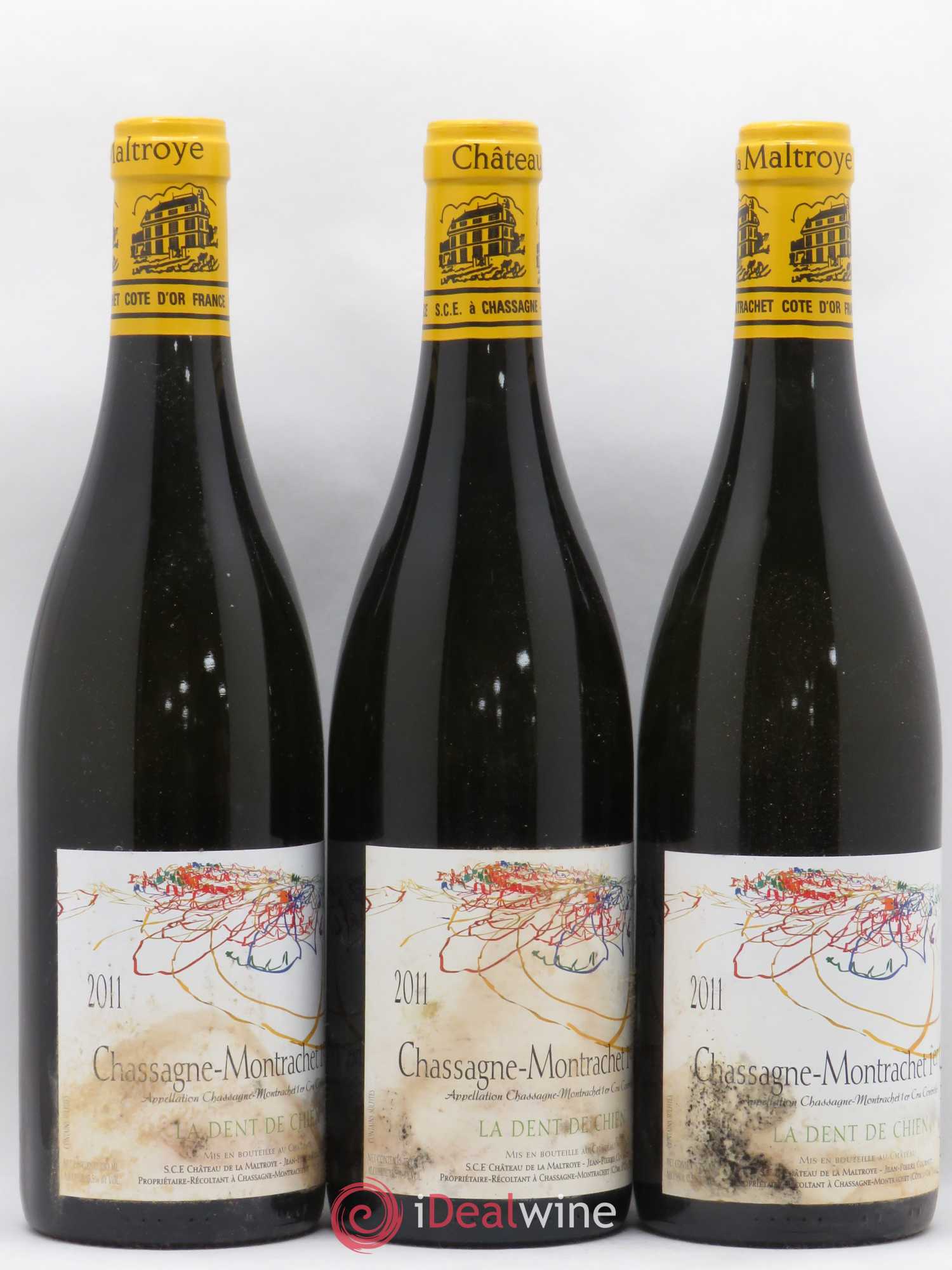 Chassagne-Montrachet 1er Cru La Dent de Chien Château de La Maltroie 2011 - Posten von 3 Flaschen - 1