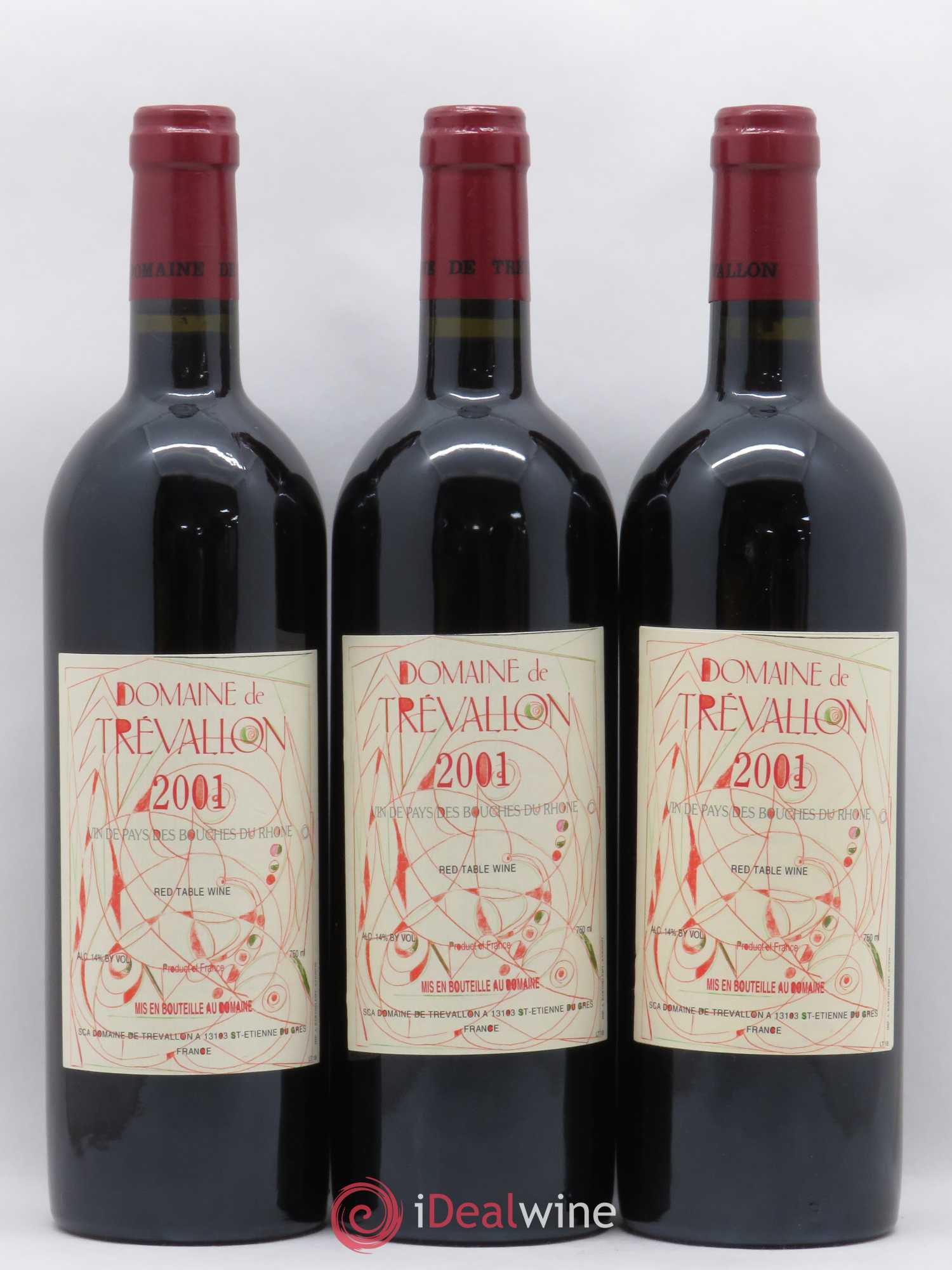 VDP Bouches du Rhône Trévallon (Domaine de) Eloi Dürrbach 2001 - Lot de 3 bouteilles - 0