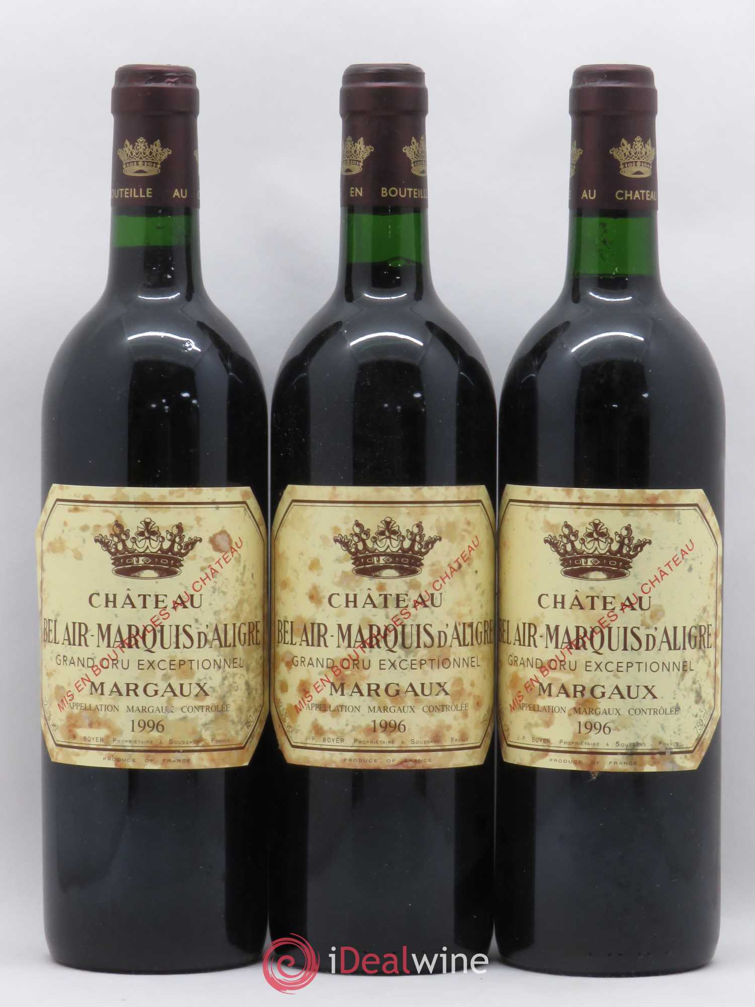 Château Bel Air Marquis d'Aligre 1996 - Lot de 3 bouteilles - 0