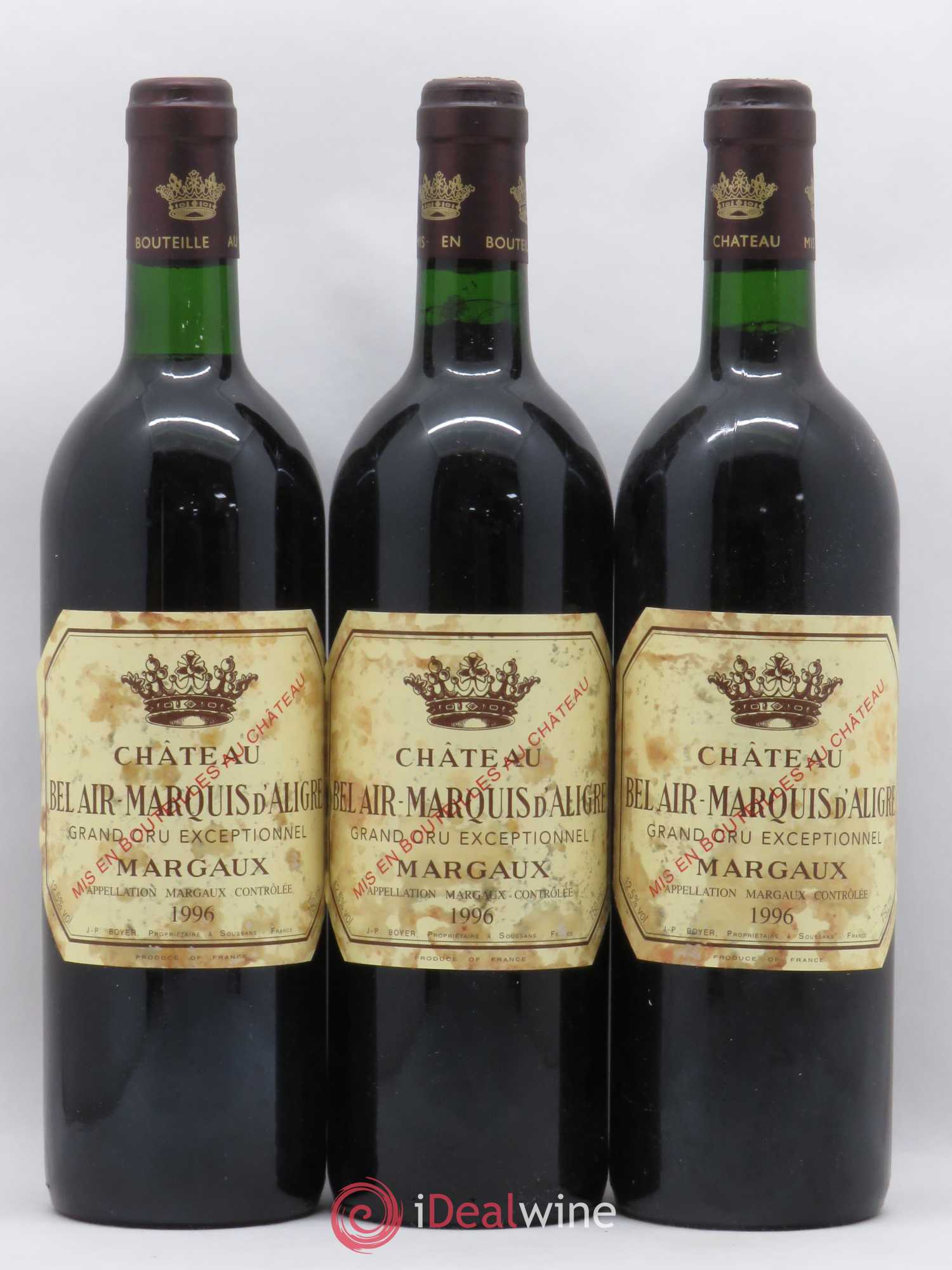 Château Bel Air Marquis d'Aligre 1996 - Lot de 3 bouteilles - 0