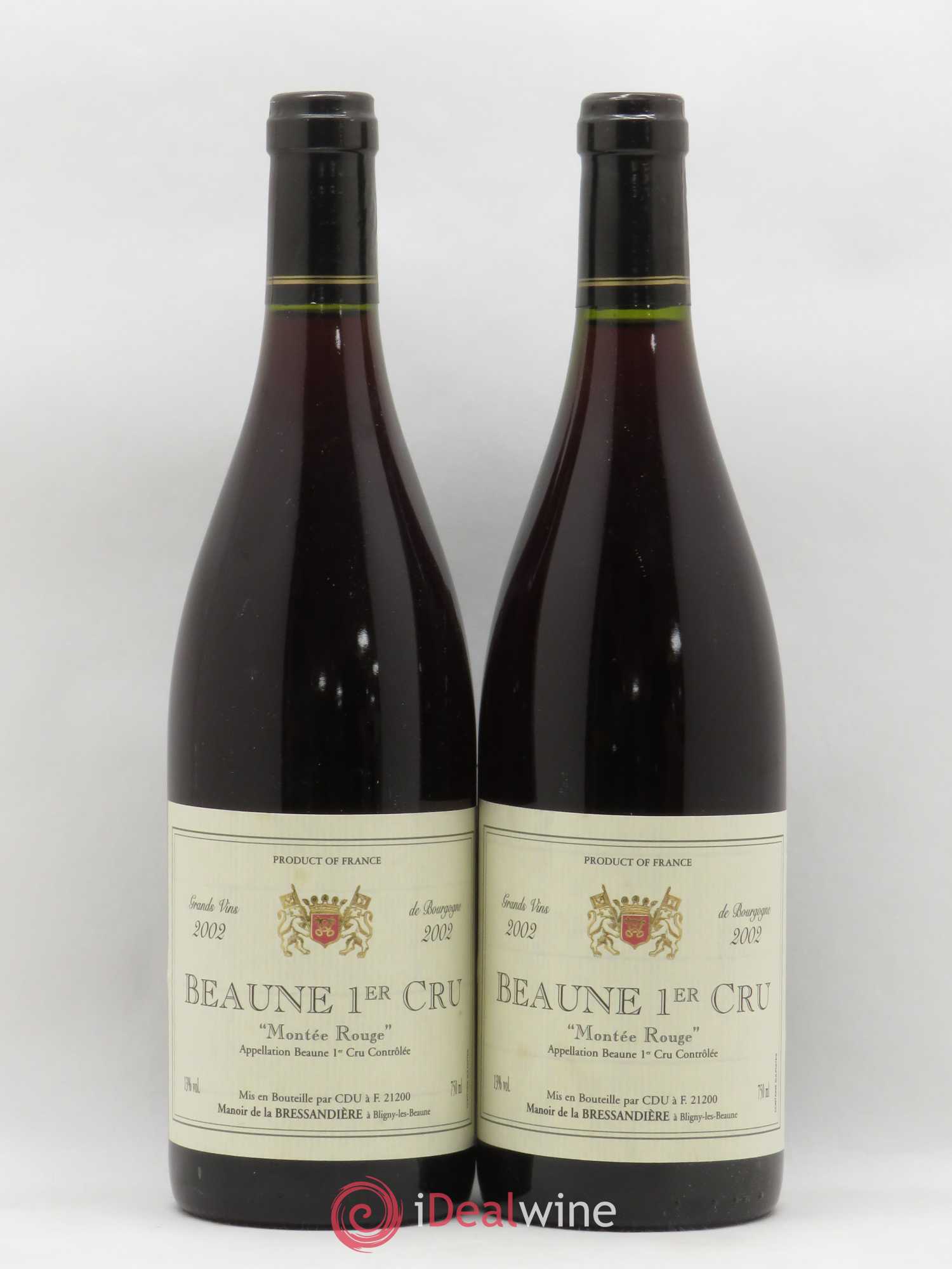 Beaune 1er Cru Montée rouge Manoir de la Bressandiere 2002 - Posten von 2 Flaschen - 0