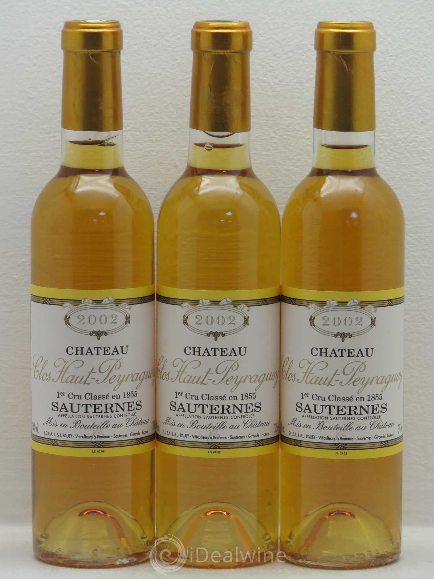 Clos Haut-Peyraguey 1er Grand Cru Classé 2002 - Posten von 3 Demi-Flaschen - 0