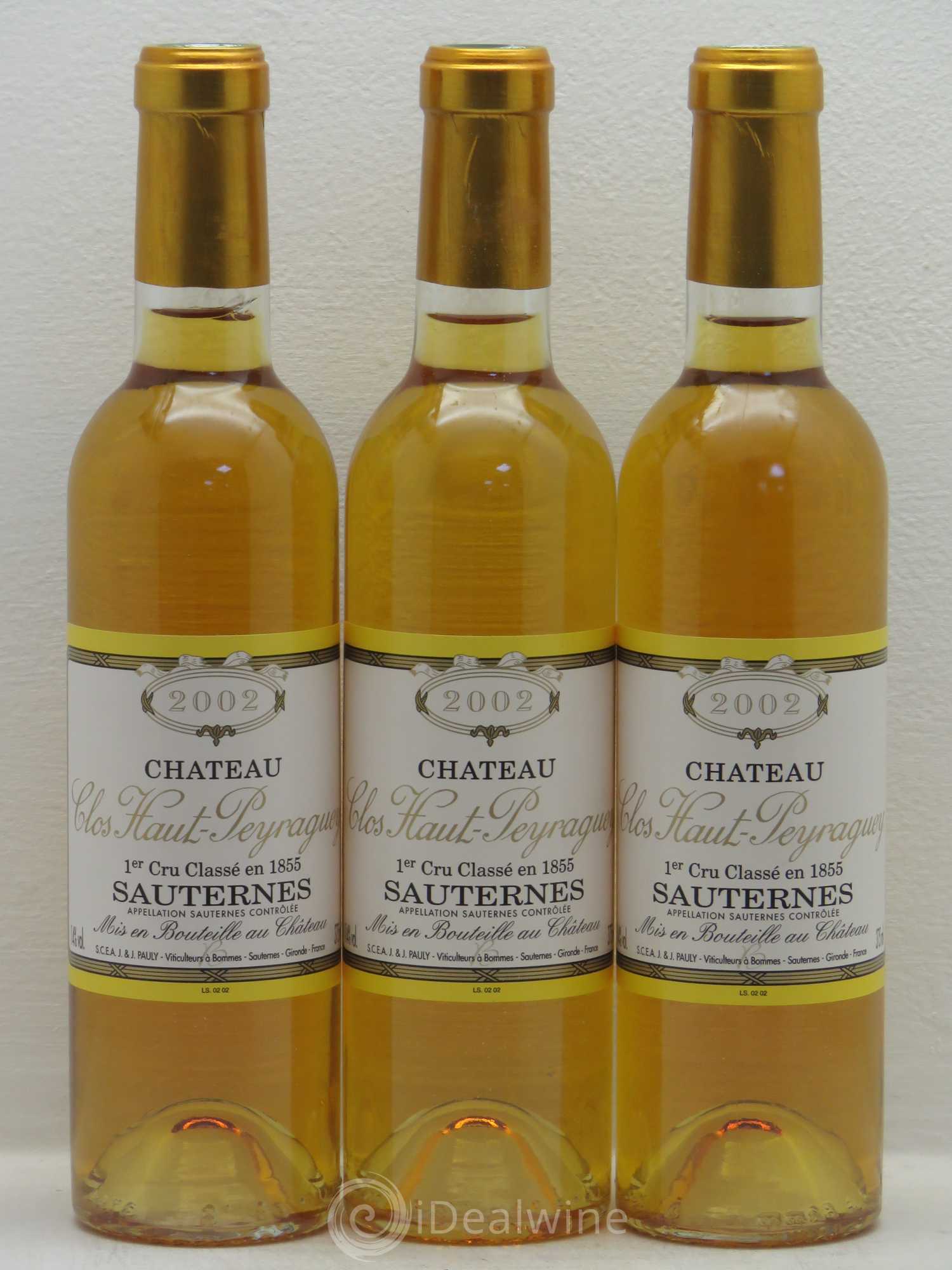 Clos Haut-Peyraguey 1er Grand Cru Classé 2002 - Posten von 3 Demi-Flaschen - 0
