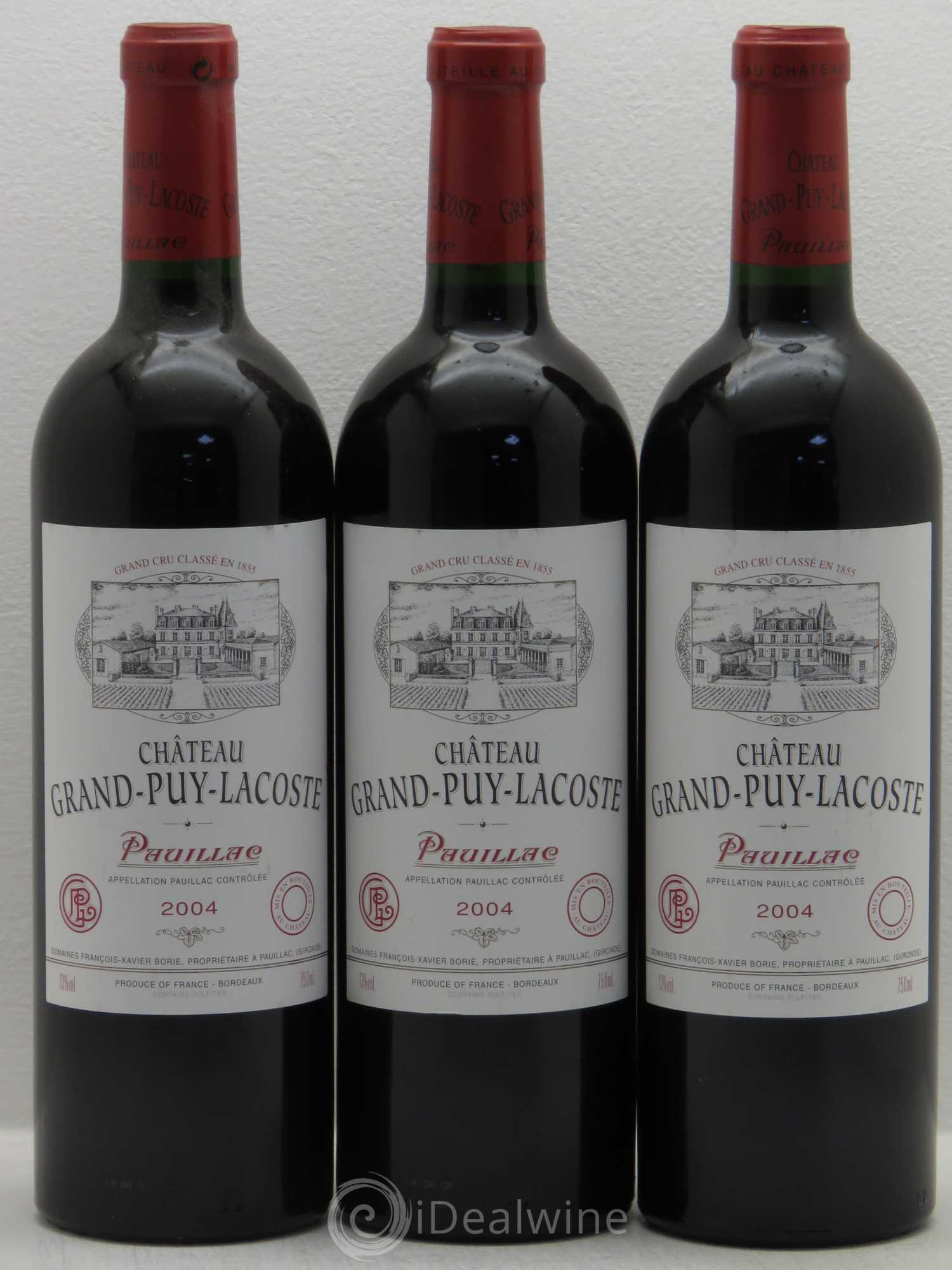 Château Grand Puy Lacoste 5ème Grand Cru Classé 2004 - Lot de 3 bouteilles - 0