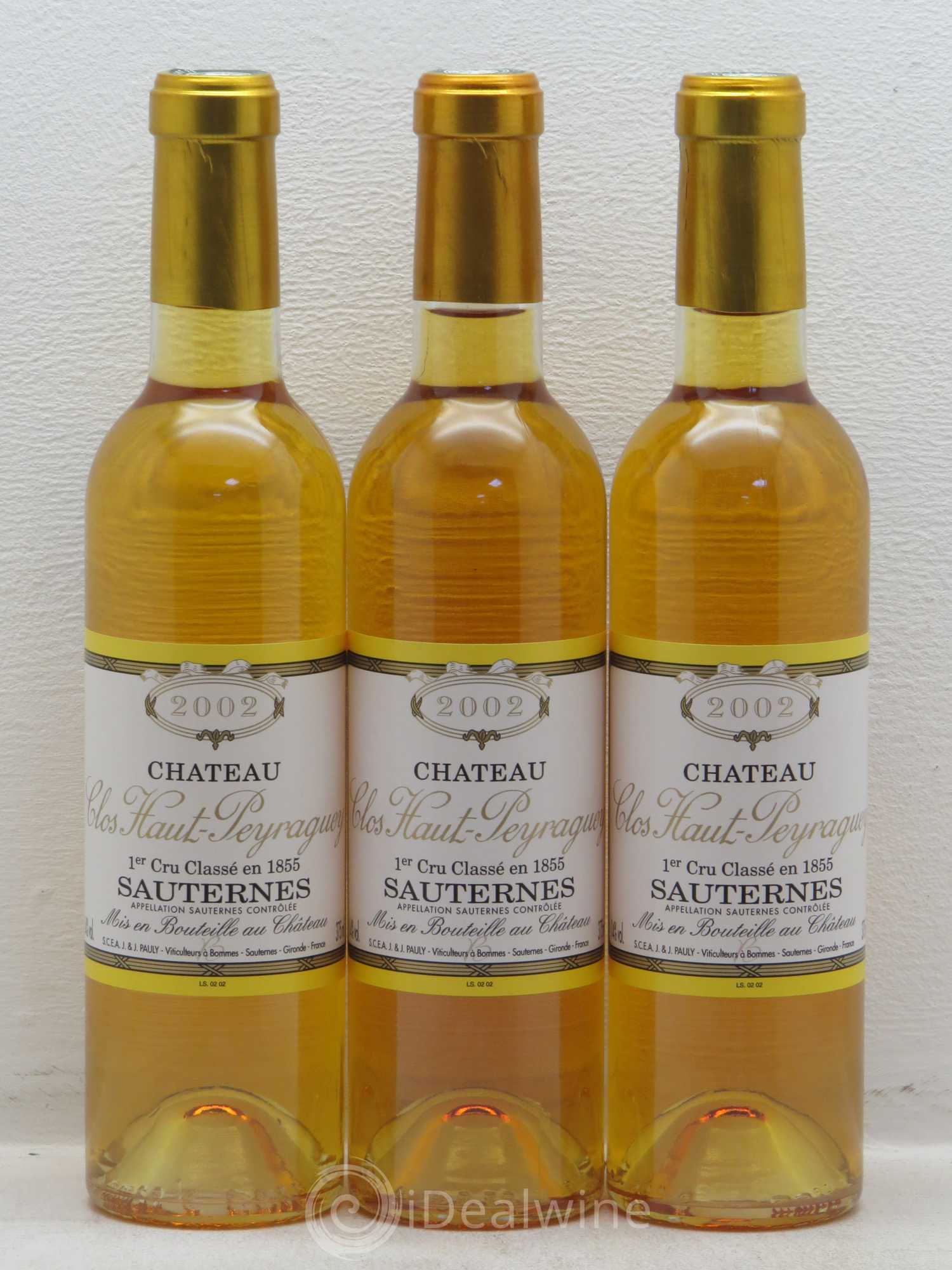 Clos Haut-Peyraguey 1er Grand Cru Classé 2002 - Posten von 3 Demi-Flaschen - 0