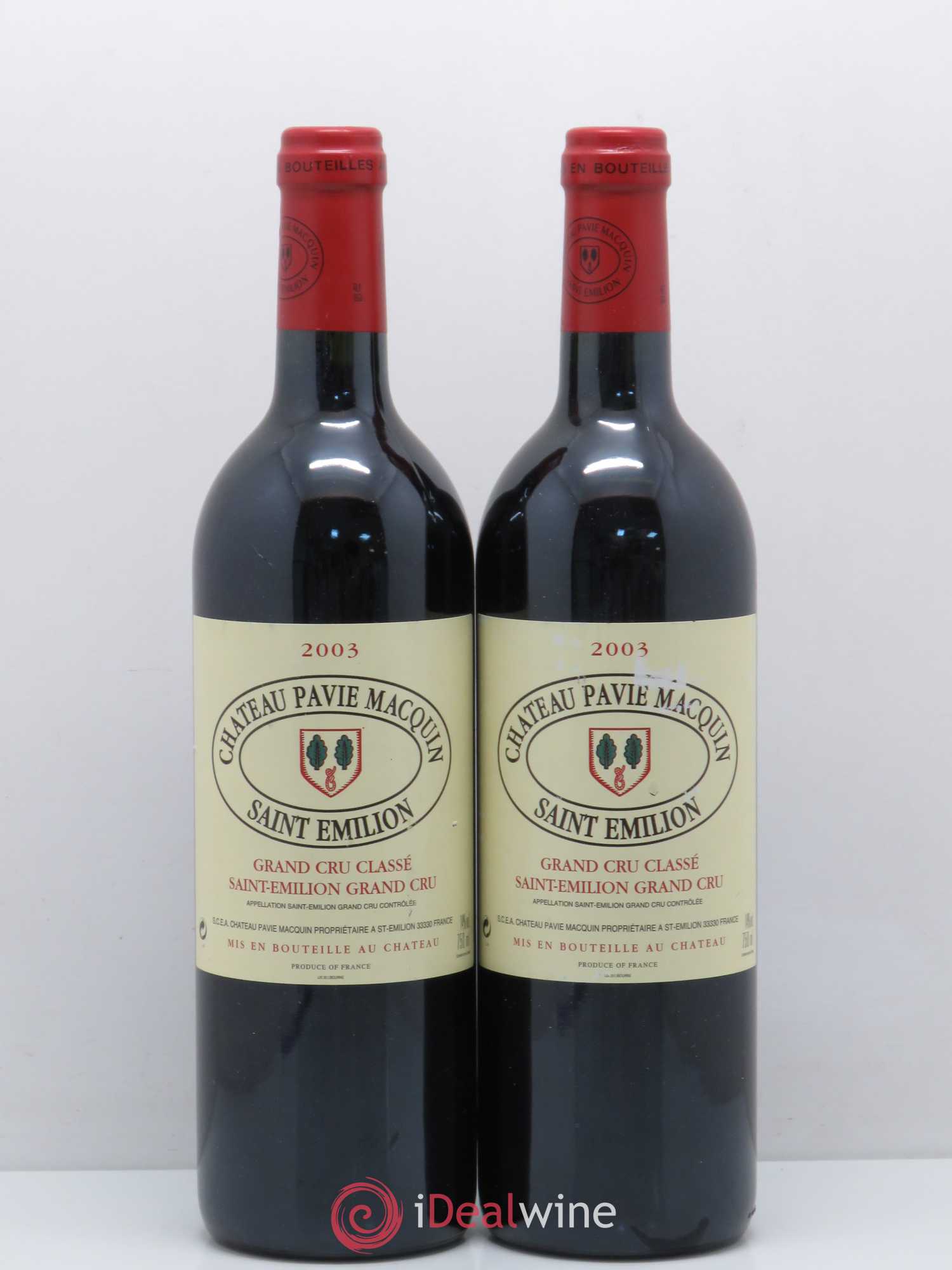 Château Pavie Macquin 1er Grand Cru Classé B 2003 - Lot de 2 bouteilles - 0