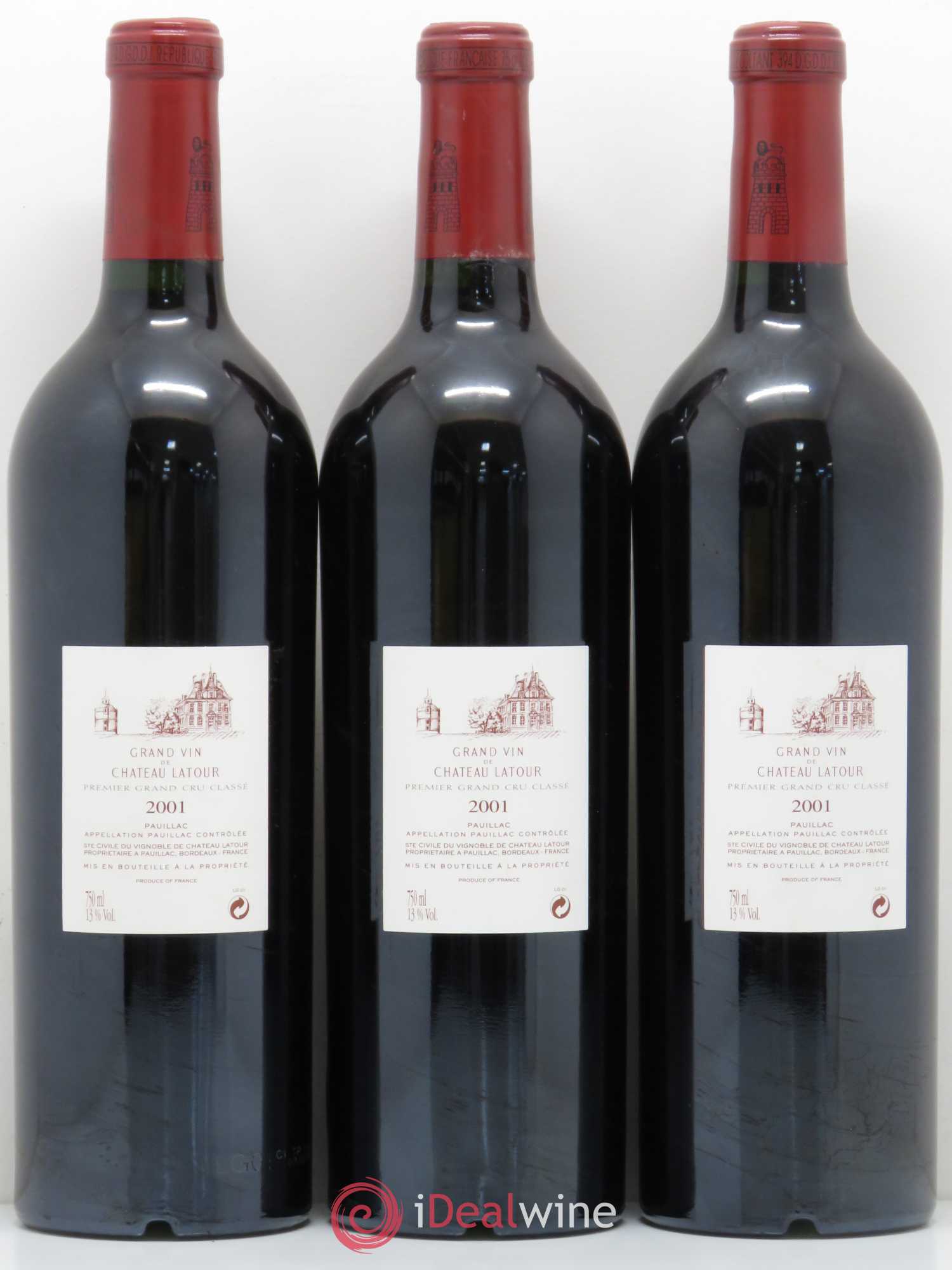 Château Latour 1er Grand Cru Classé 2001 - Lot de 3 bouteilles - 1