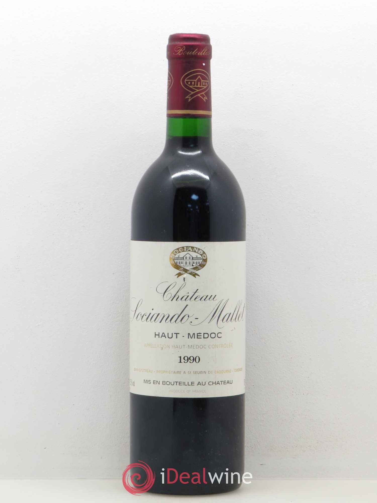 Château Sociando Mallet 1990 - Lot de 1 bouteille - 0