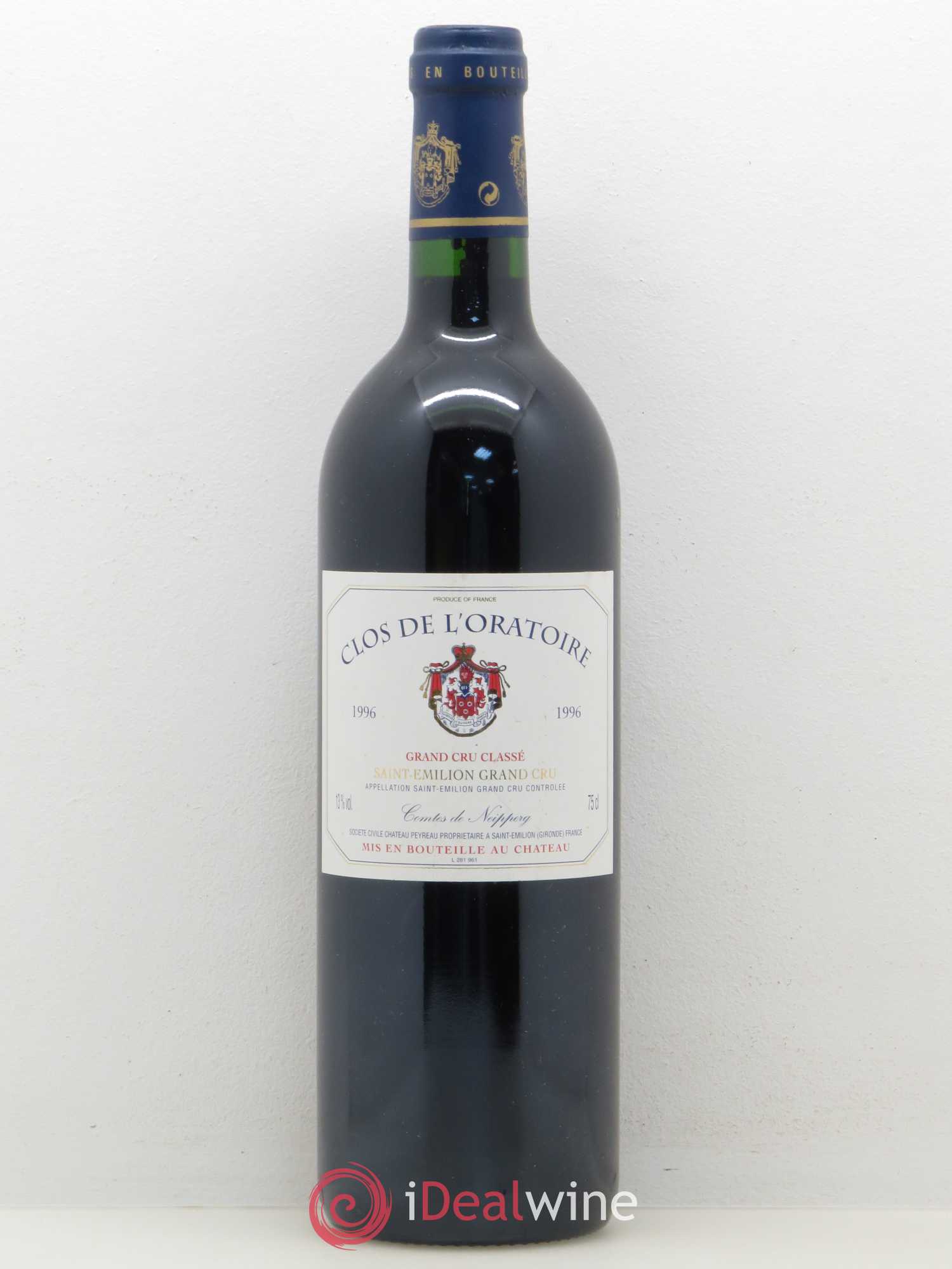Clos de l'Oratoire Grand Cru Classé 1996 - Lot de 1 bouteille - 0
