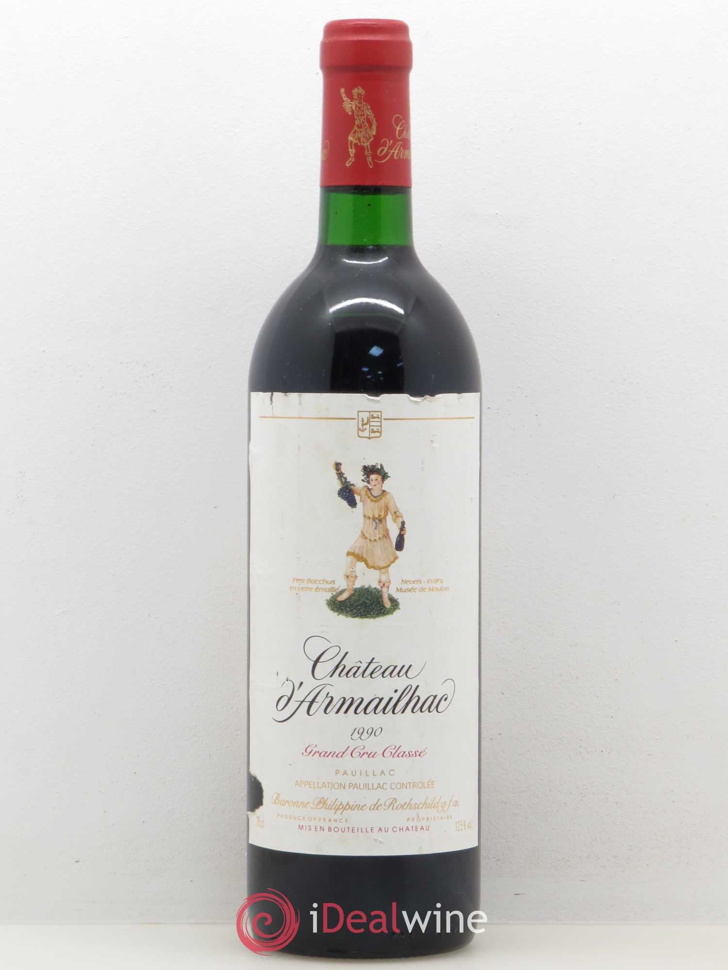 Château d' Armailhac - Mouton Baron(ne) Philippe 5ème Grand Cru Classé 1990 - Lot de 1 bouteille - 0