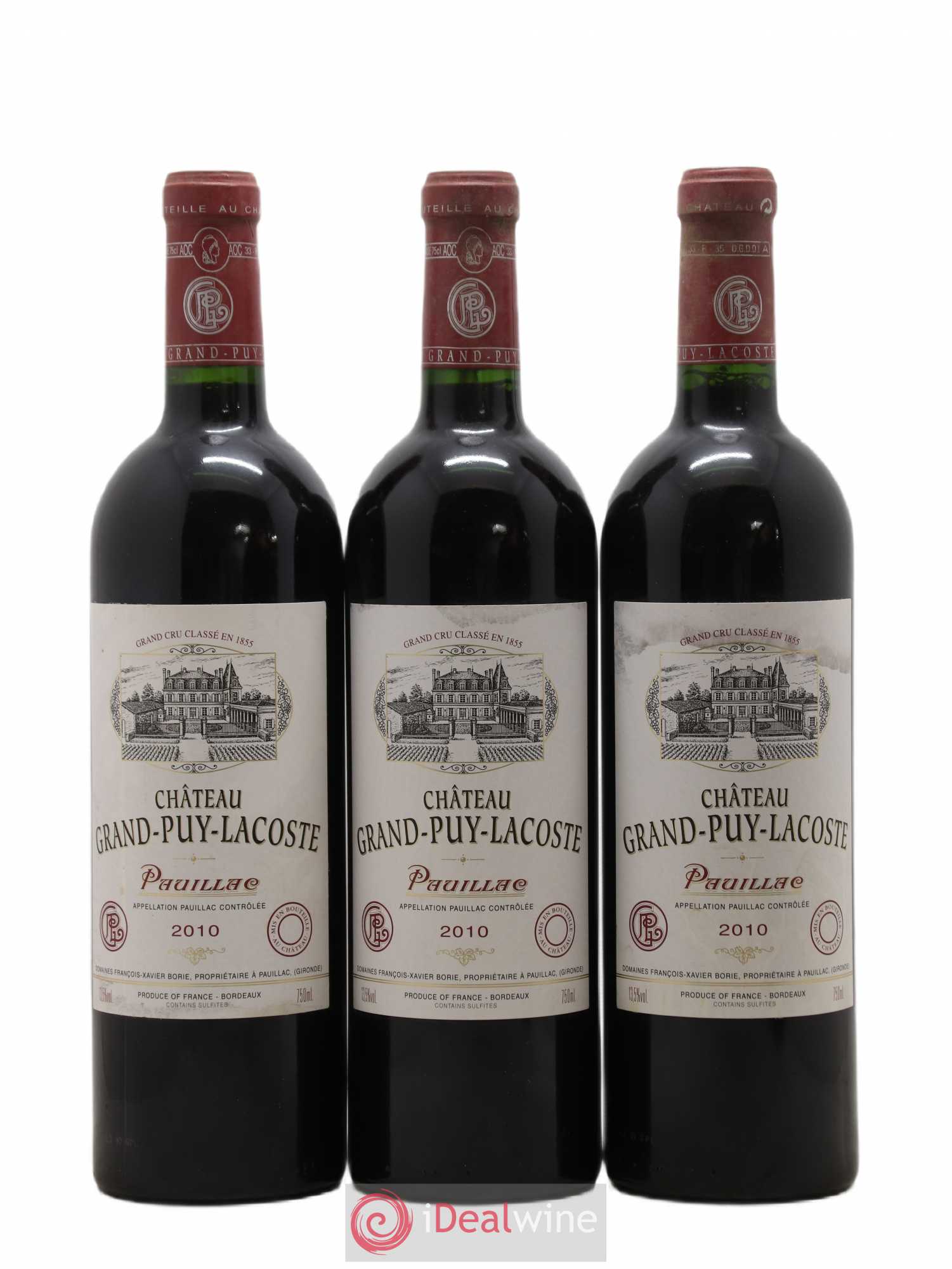 Château Grand Puy Lacoste 5ème Grand Cru Classé 2010 - Lot de 3 bouteilles - 0