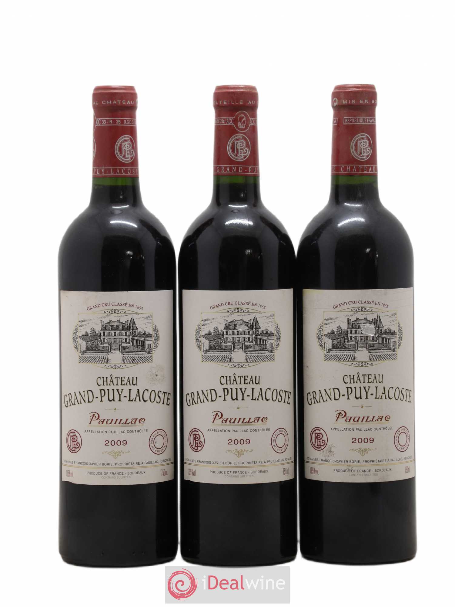 Château Grand Puy Lacoste 5ème Grand Cru Classé 2009 - Lot de 3 bouteilles - 0