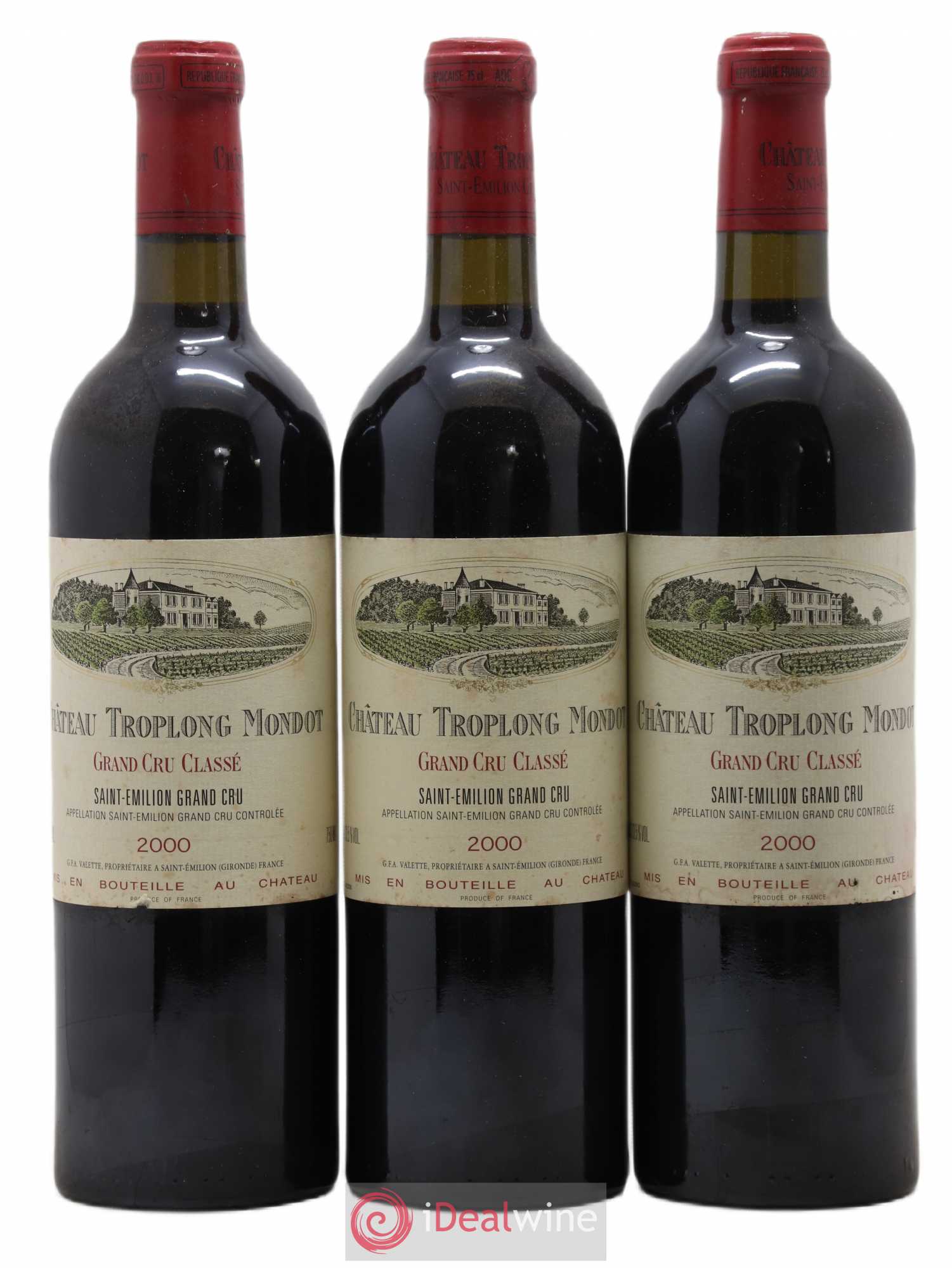 Château Troplong Mondot 1er Grand Cru Classé B 2000 - Lot de 3 bouteilles - 0