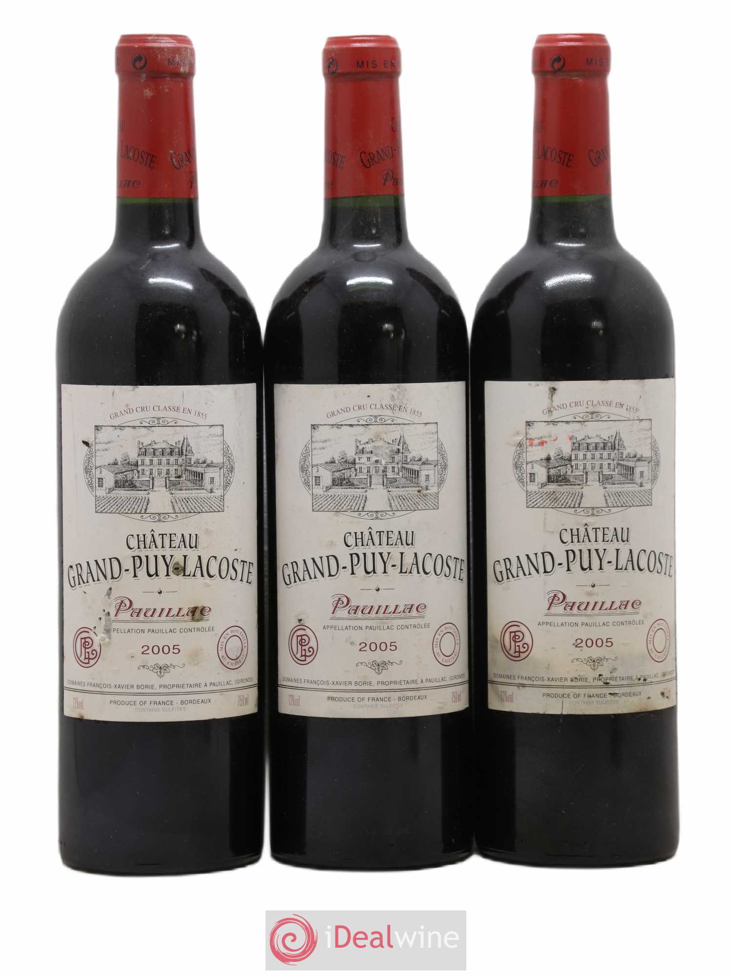 Château Grand Puy Lacoste 5ème Grand Cru Classé 2005 - Lot de 3 bouteilles - 0