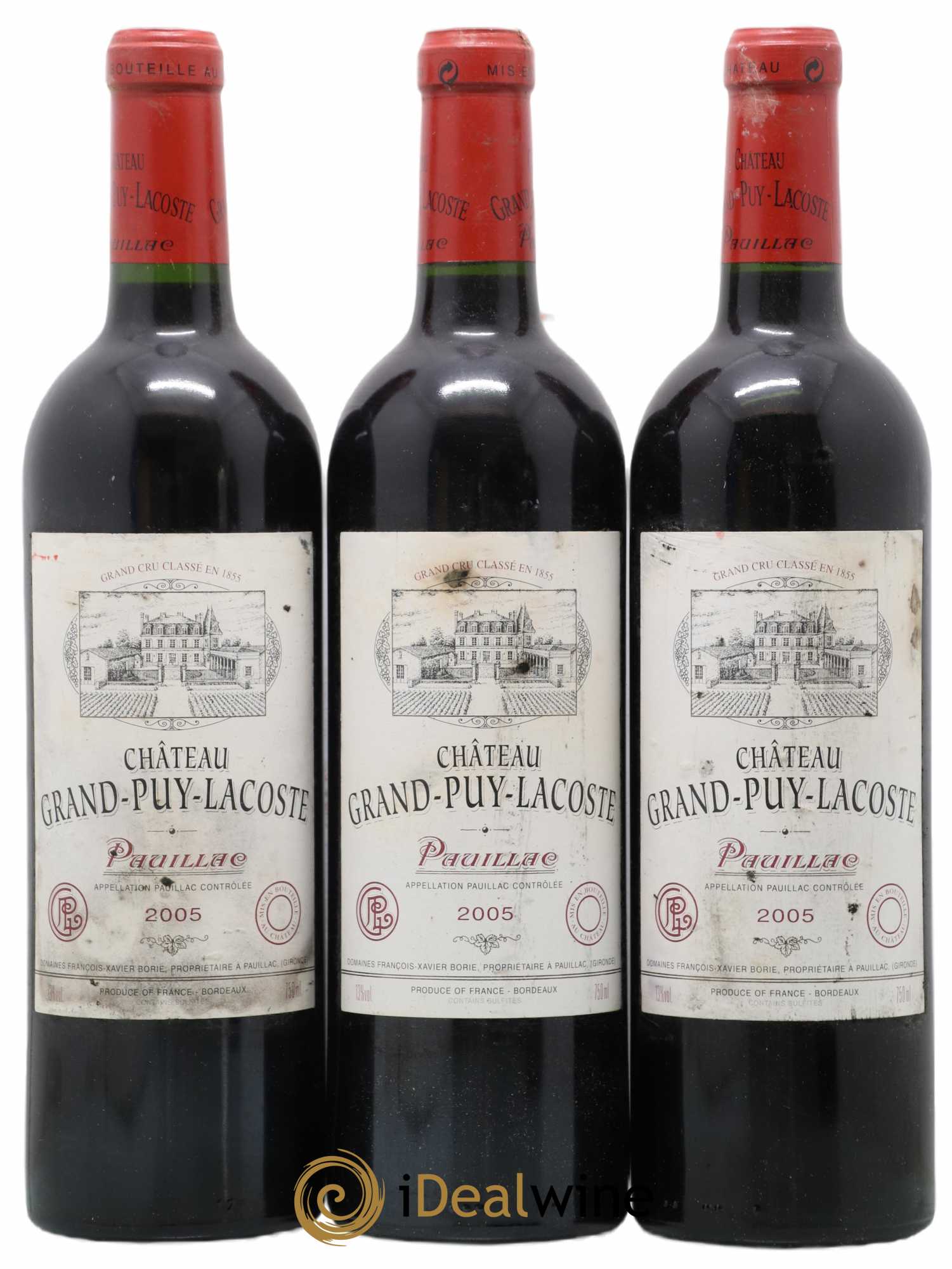 Château Grand Puy Lacoste 5ème Grand Cru Classé 2005 - Lot of 3 bottles - 0
