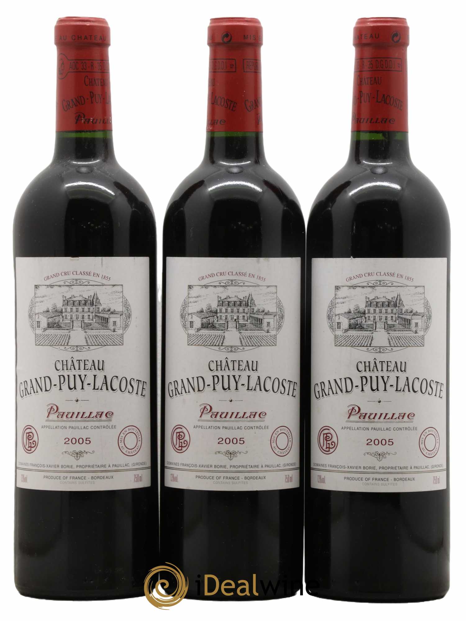 Château Grand Puy Lacoste 5ème Grand Cru Classé 2005 - Lot de 3 bouteilles - 0