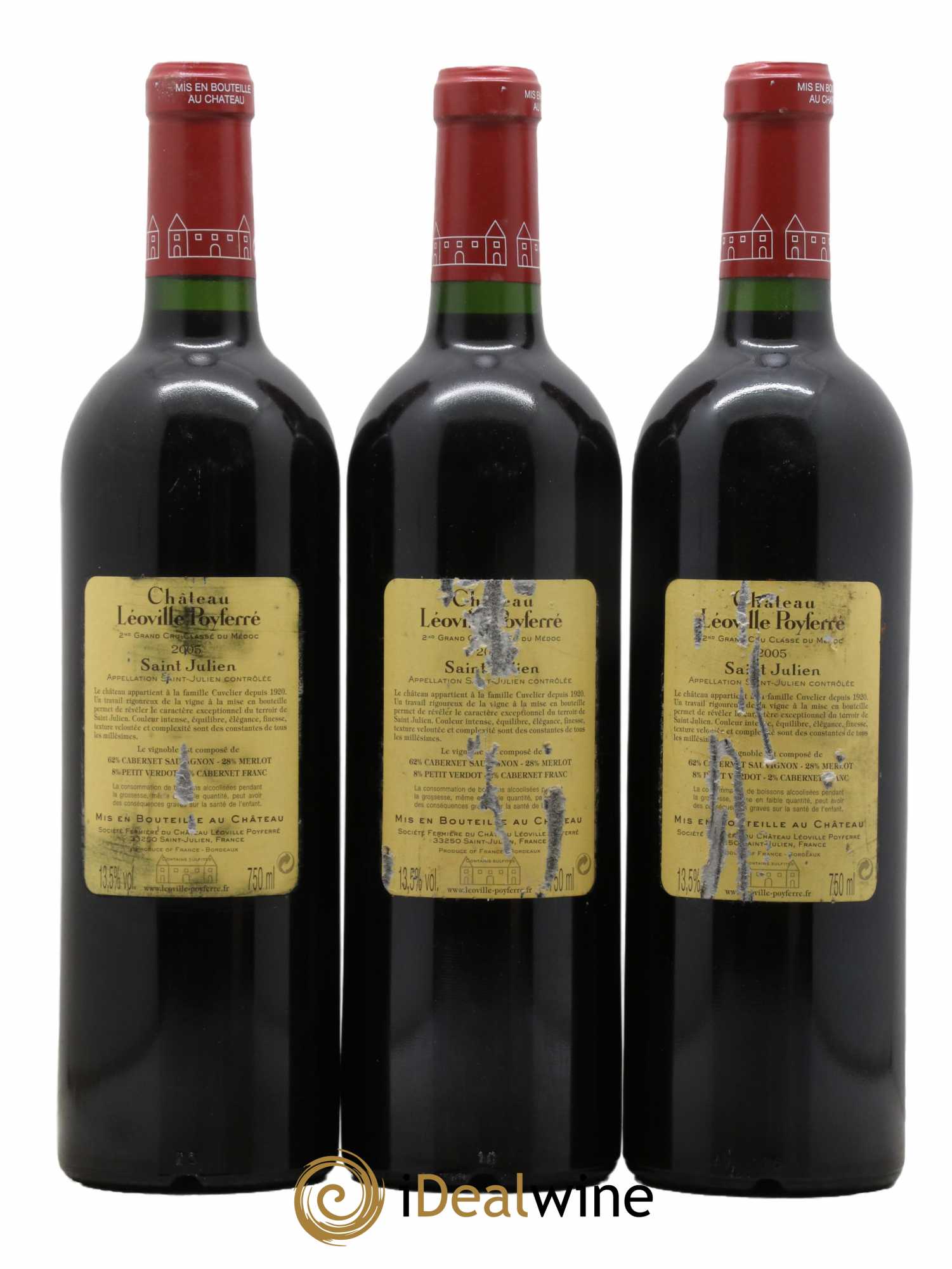 Château Léoville Poyferré 2ème Grand Cru Classé 2005 - Lot de 3 bouteilles - 1