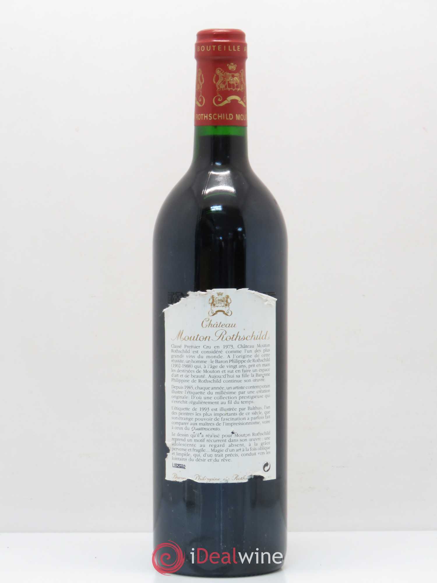 Château Mouton Rothschild 1er Grand Cru Classé 1993 - Lot de 1 bouteille - 1