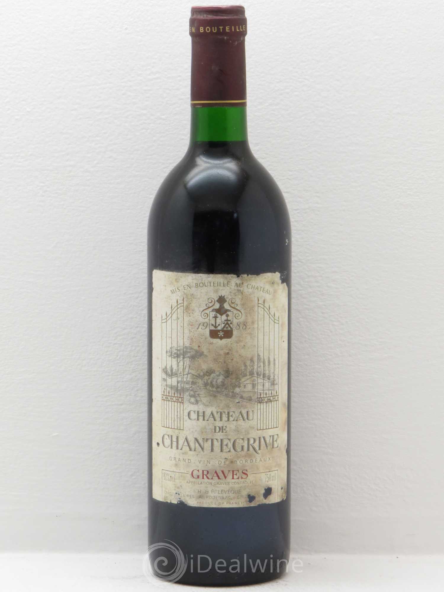 Château de Chantegrive (sans prix de réserve) 1988 - Lot de 6 bouteilles - 0