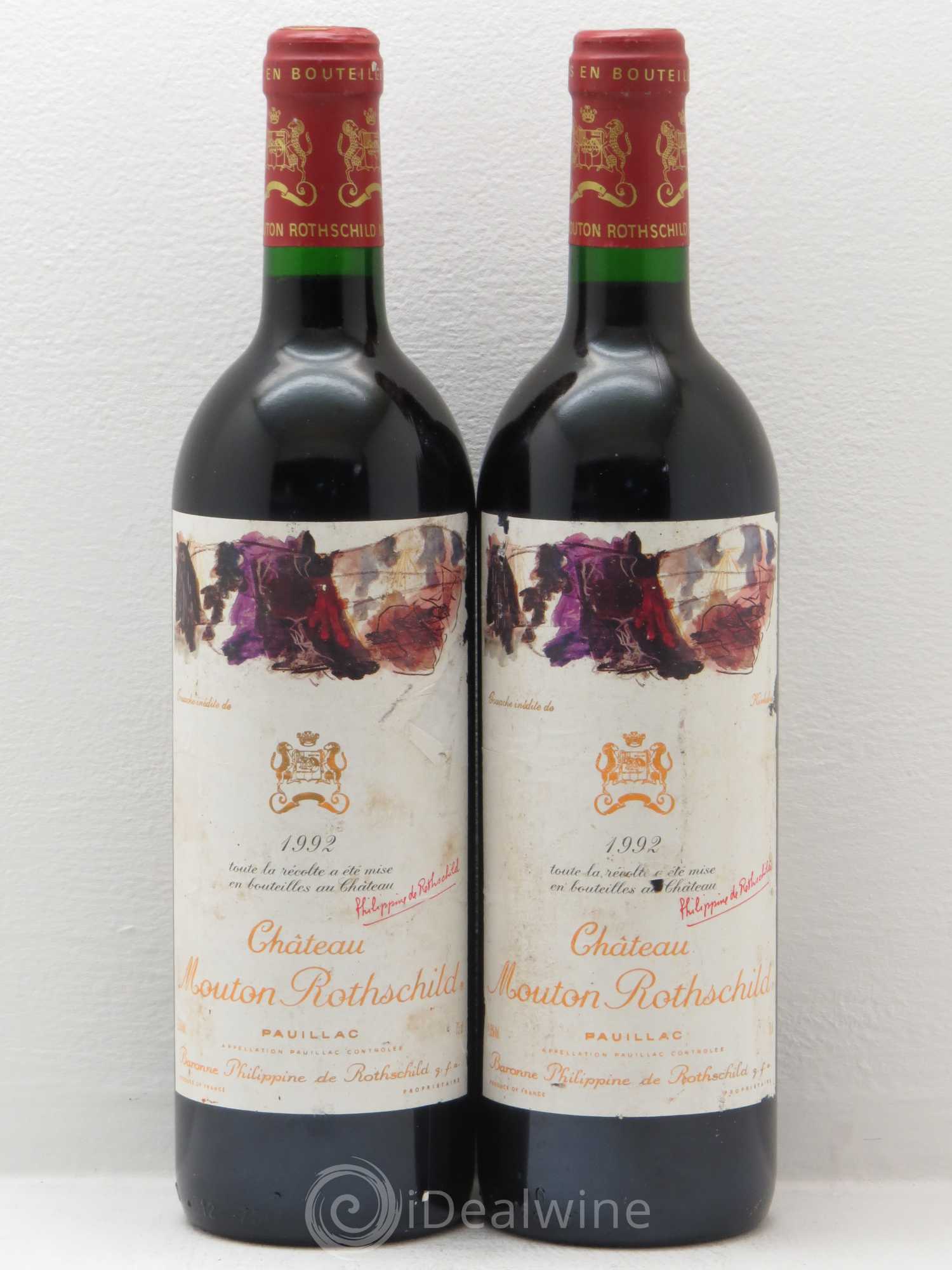 Château Mouton Rothschild 1er Grand Cru Classé 1992 - Lot de 2 bouteilles - 0