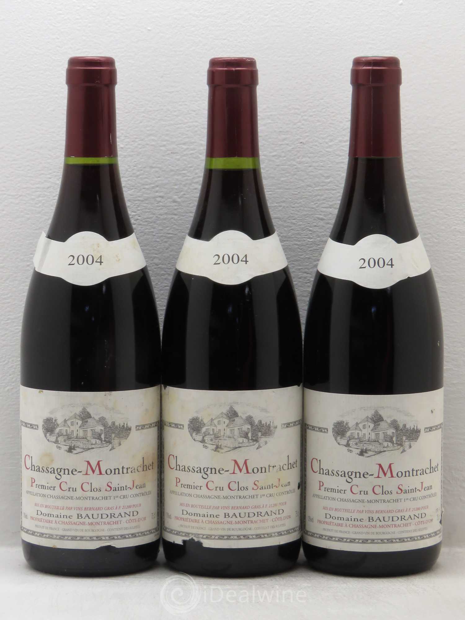 Chassagne-Montrachet 1er Cru Clos Saint Jean Domaine Baudrand (sans prix de réserve) 2004 - Posten von 3 Flaschen - 0