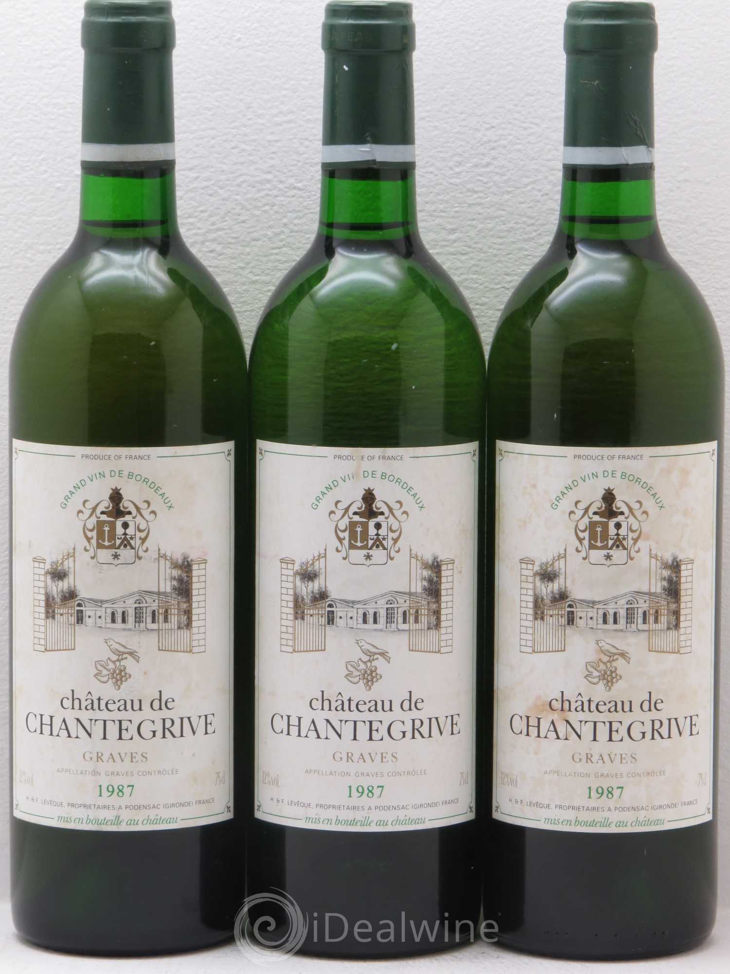 Château de Chantegrive 1987 - Lot de 3 bouteilles - 0
