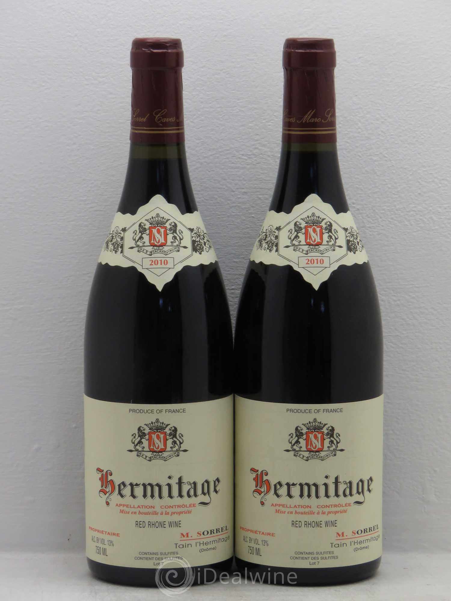 Hermitage Marc Sorrel (sans prix de réserve) 2010 - Lot de 2 bouteilles - 0