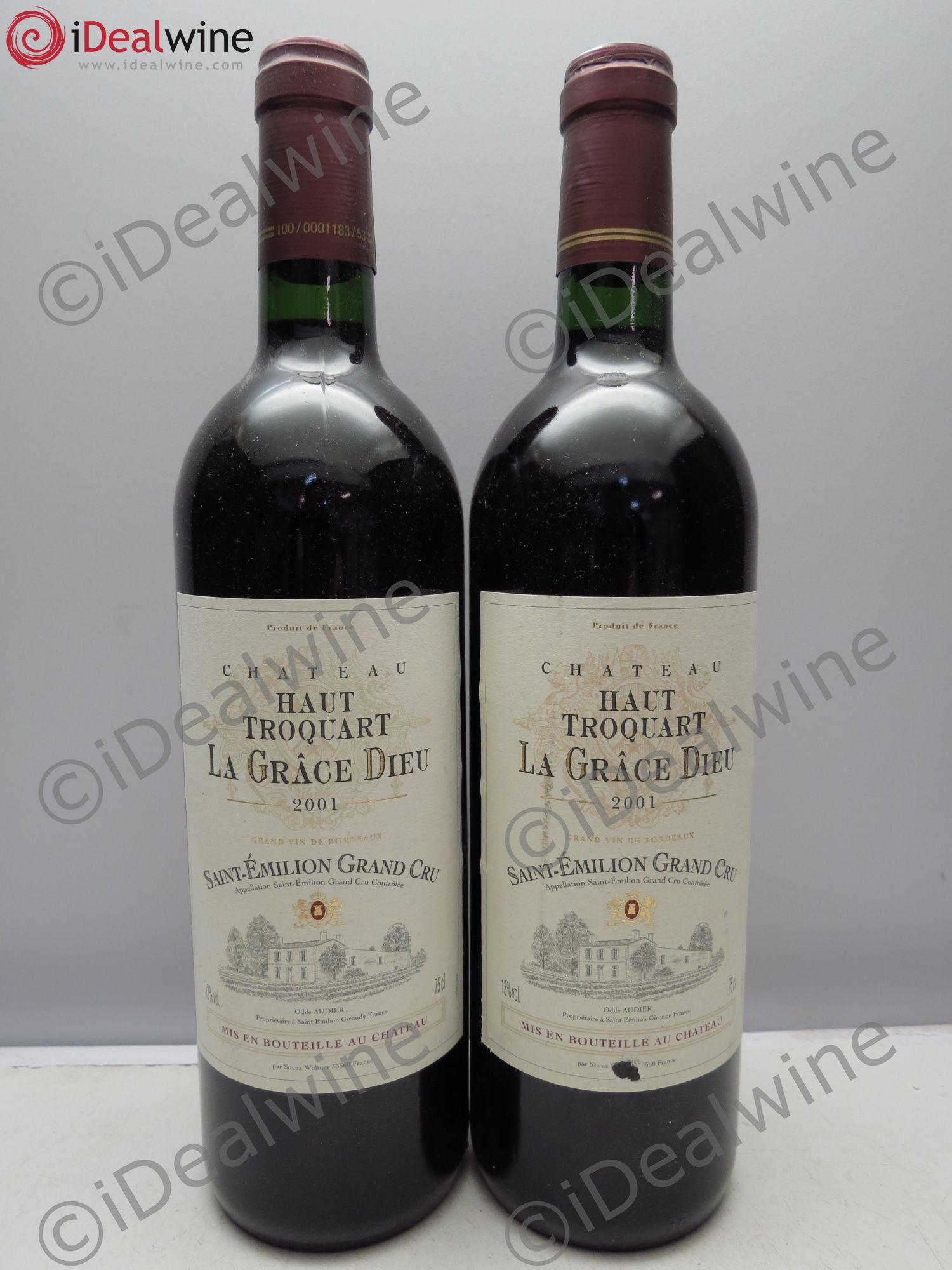 Saint-Émilion Château Haut Troquart la Grâce Dieu 2001 - Posten von 2 Flaschen - 0