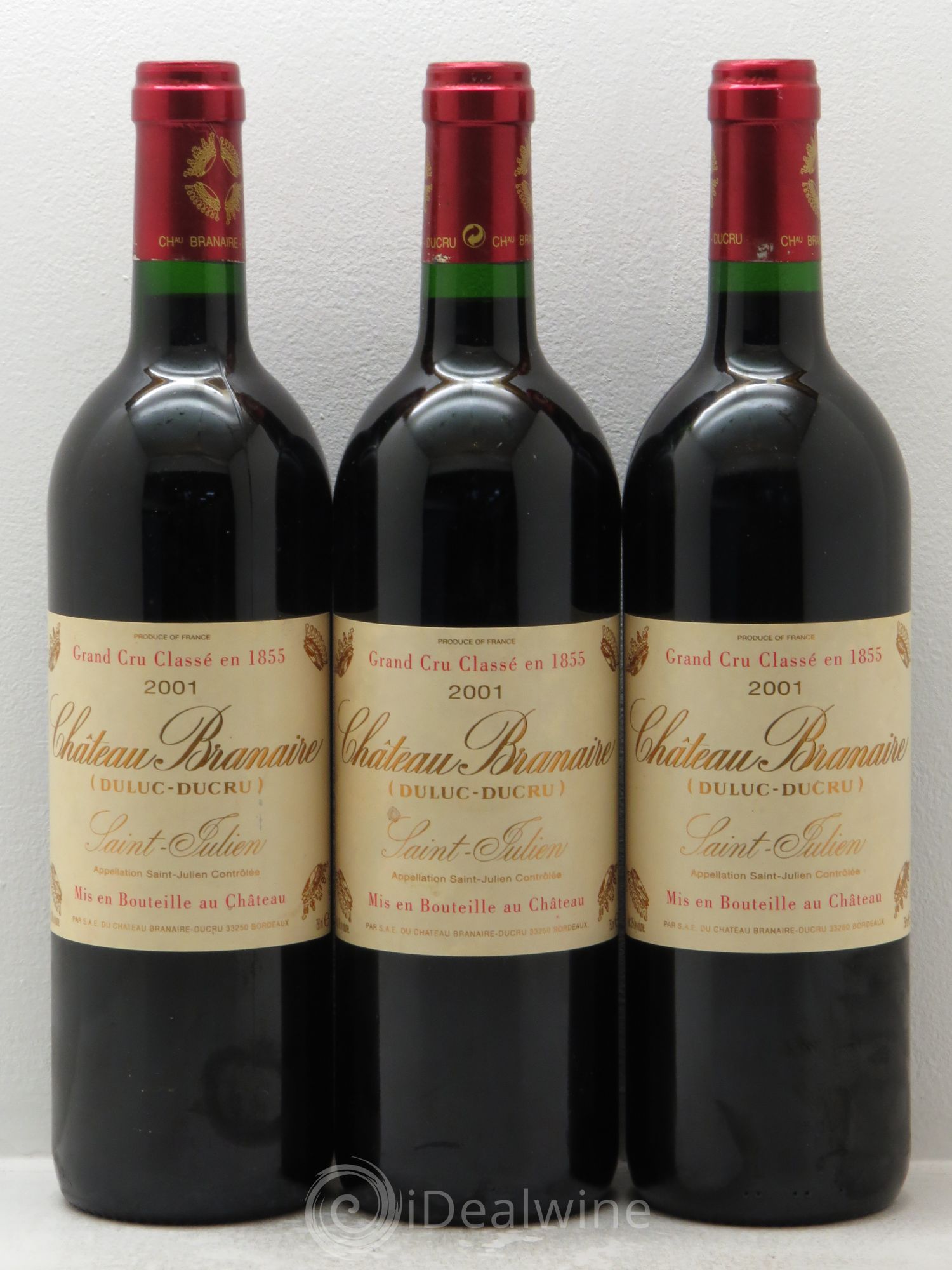 Château Branaire Ducru 4ème Grand Cru Classé 2001 - Lot de 3 bouteilles - 0